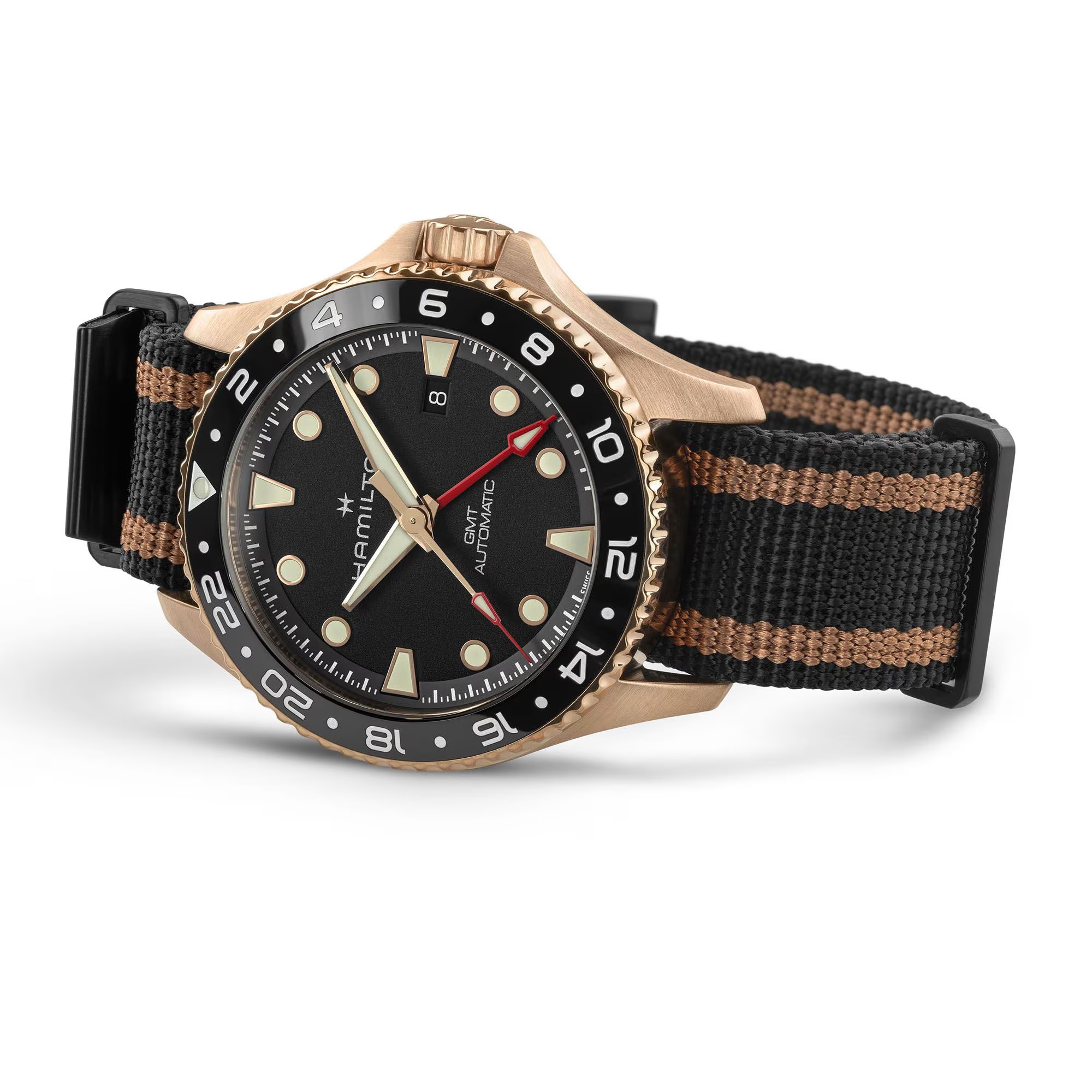 HAMILTON Khaki Navy Scuba Automatic GMT Black Dial 43mm Bronze and Titanium with Black Textile Strap H82565930 - 3
