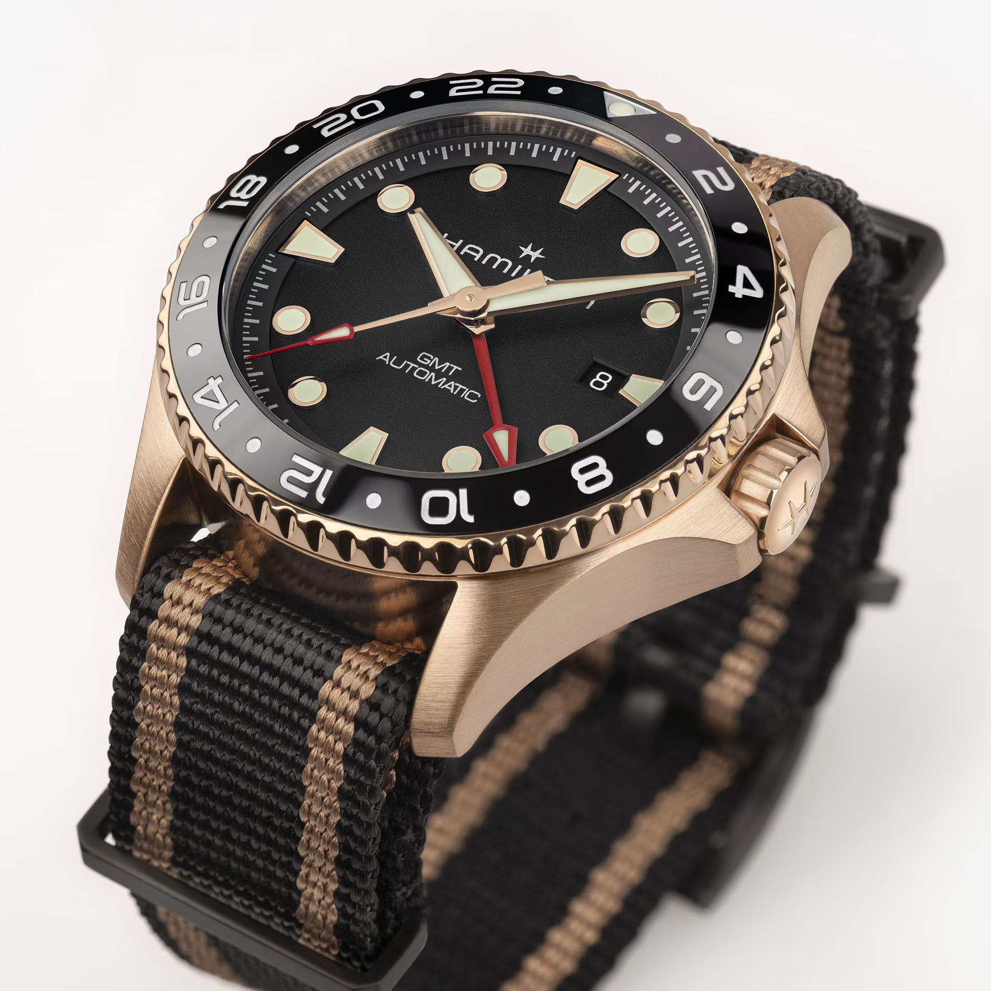 HAMILTON Khaki Navy Scuba Automatic GMT Black Dial 43mm Bronze and Titanium with Black Textile Strap H82565930 - 5