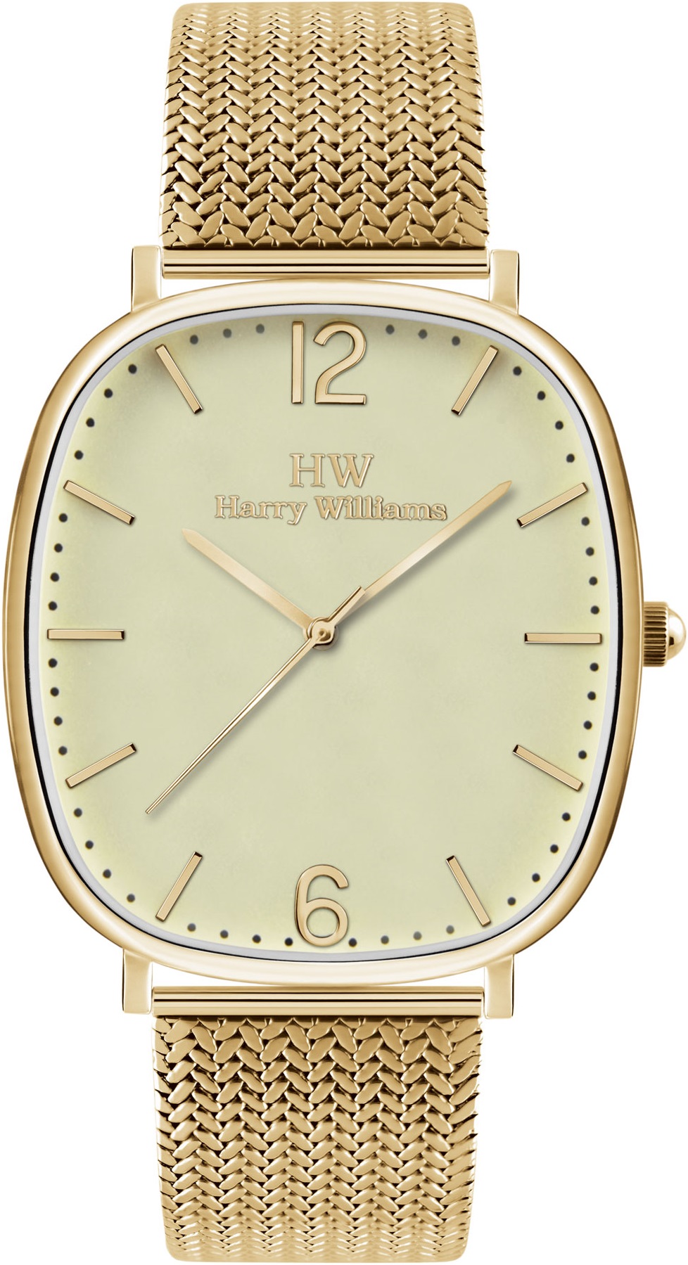 HARRY WILLIAMS Portobello Road Three Hands 31mm Gold Stainless Steel Mesh Bracelet HW-2261L/03M - 