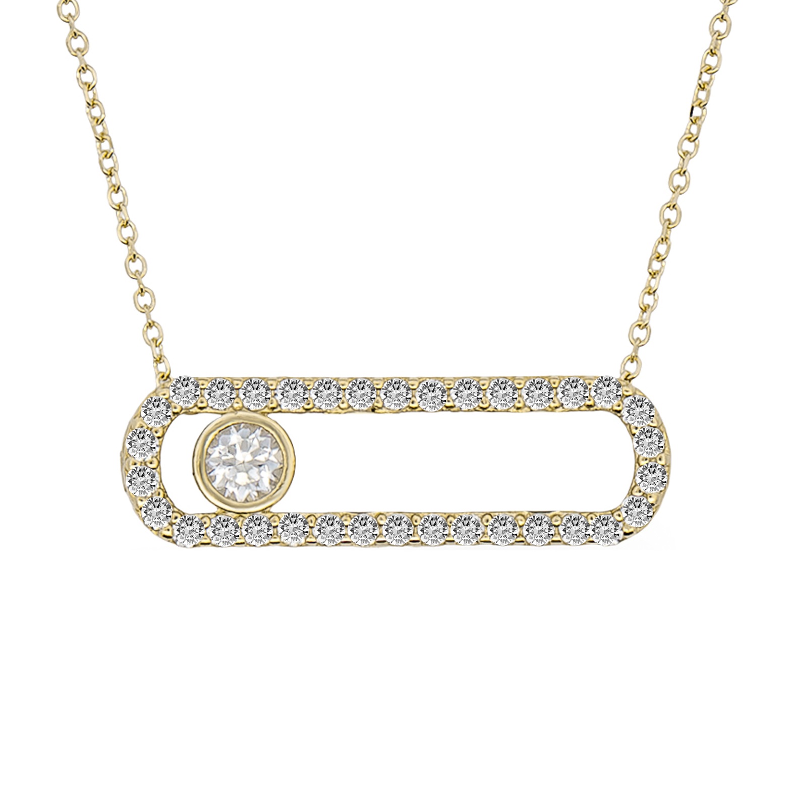 ΚΟΛΙΕ Πετράτο MetronGold Κ18 Κίτρινο Χρυσό με Λευκά Ζαφείρια 241964Y-3 - 