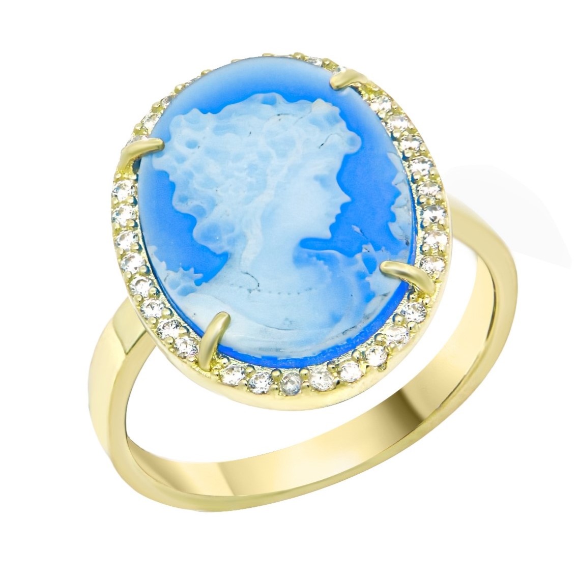 ΔΑΧΤΥΛΙΔΙ Cameo Χειροποίητο Κ14 Κίτρινο Χρυσό με Πέτρες Ζιργκόν 24207-R - 