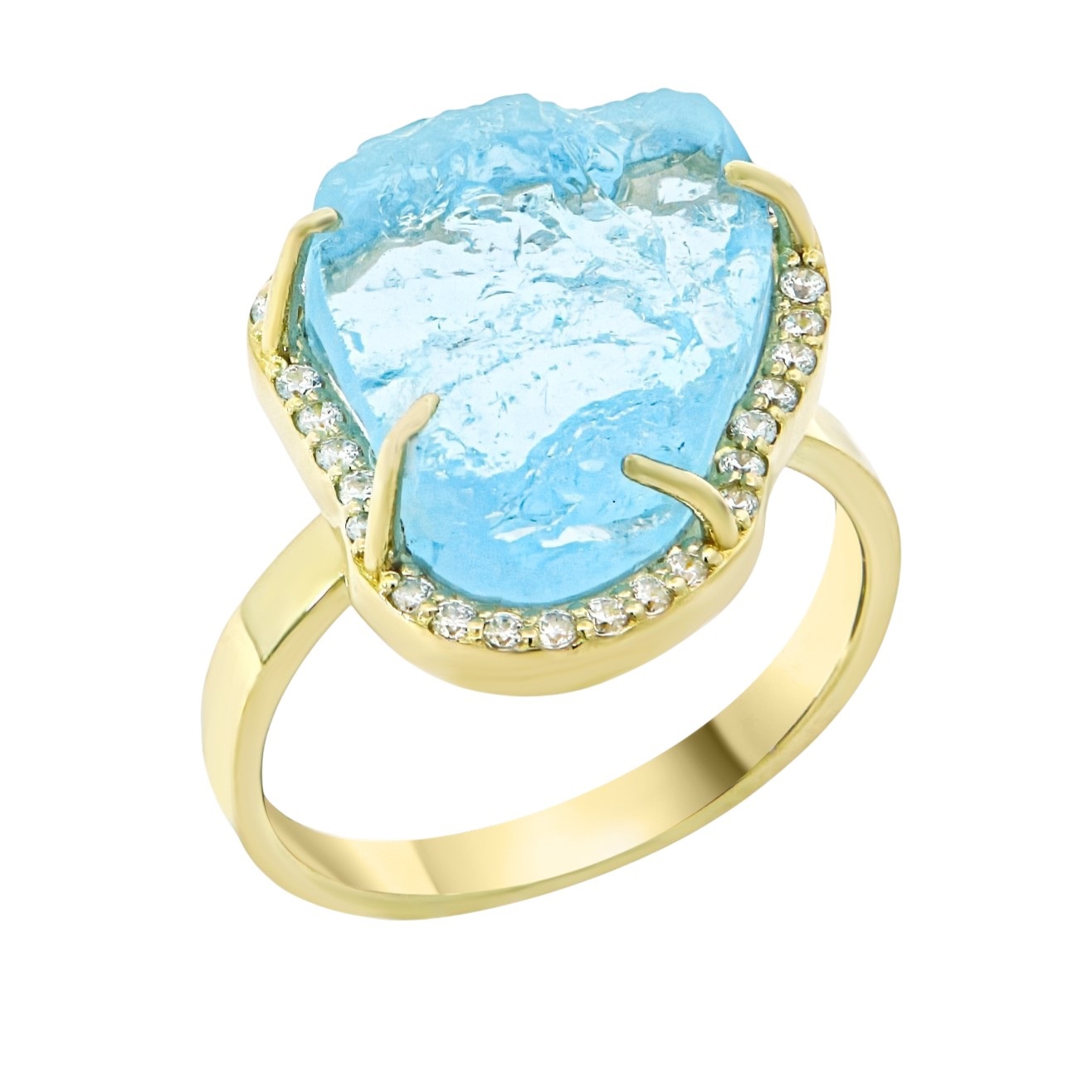 ΔΑΧΤΥΛΙΔΙ MetronGold Κίτρινο Χρυσό Κ14 με Aquamarine και Πέτρες Ζιργκόν 23366-1 - 