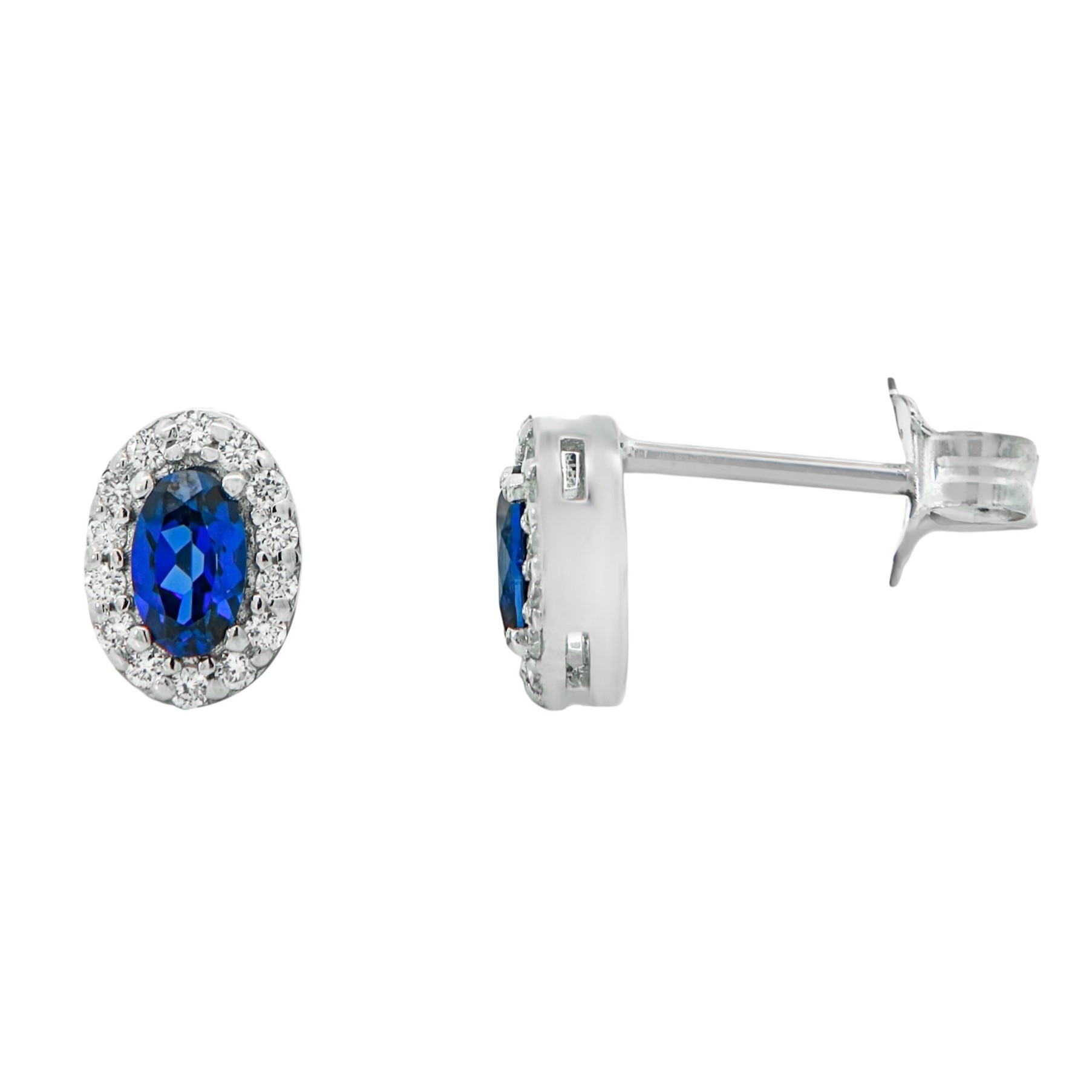 ΣΚΟΥΛΑΡΙΚΙΑ Ροζέτα MetronGold Λευκό Χρυσό Κ18 με Ζαφείρι και Διάμαντια 19178W-OR - 