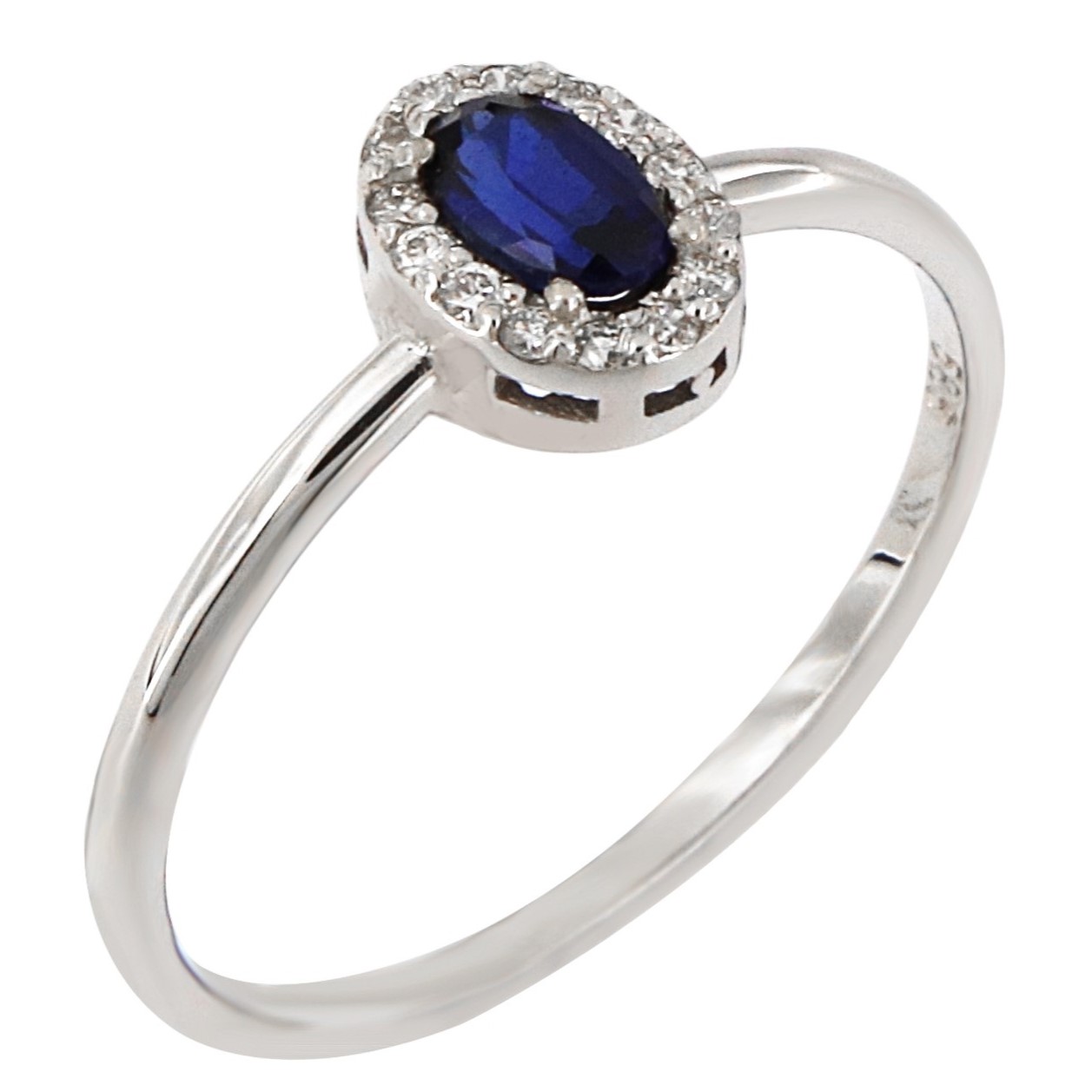 ΔΑΧΤΥΛΙΔΙ Ροζέτα Λευκό Χρυσό Κ18 με Ζαφείρι και Διαμάντια Brilliant 19178W-R - 