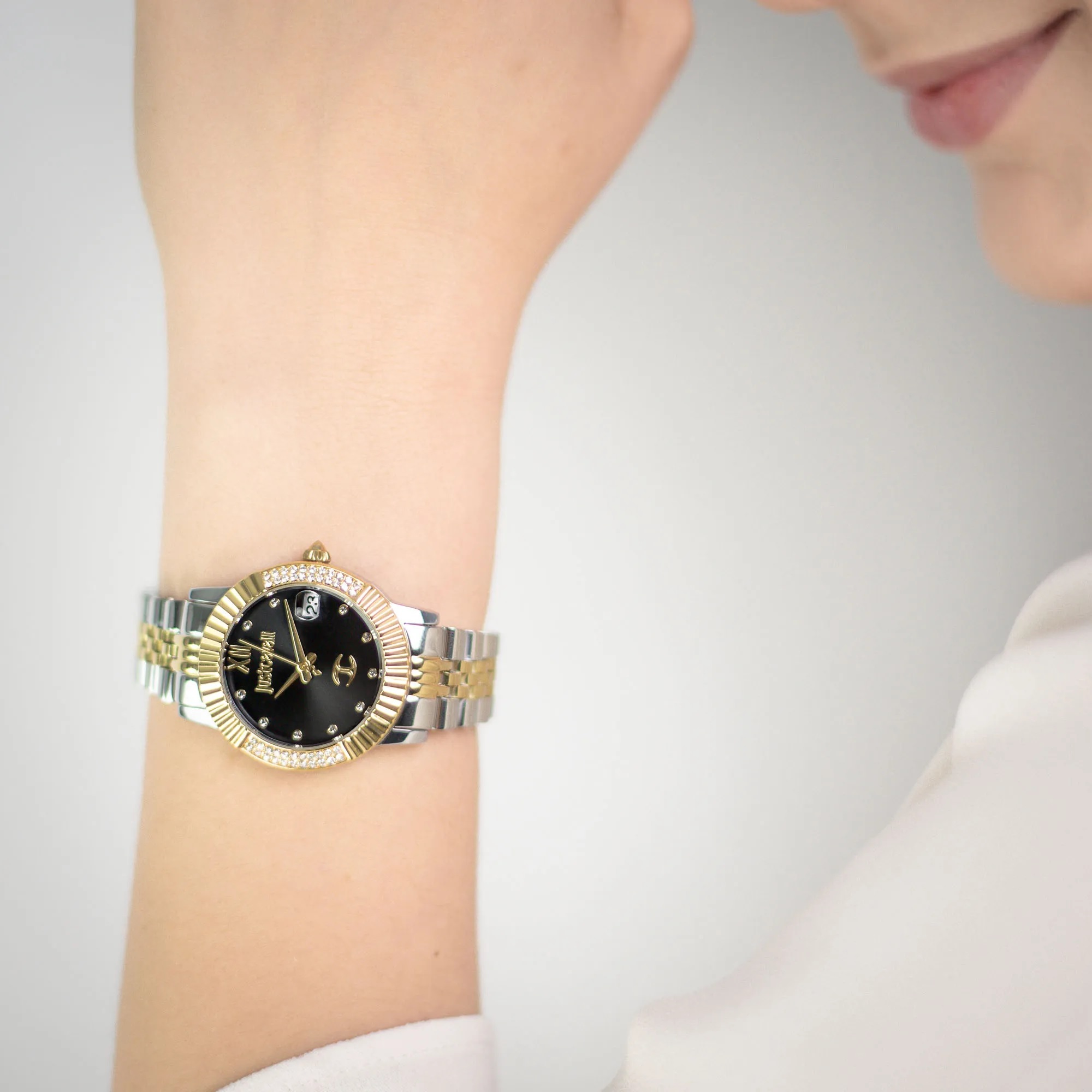 JUST CAVALLI Glam Black Dial 32mm Two Tone Gold Stainless Steel Bracelet JC1L199M0065 - 4