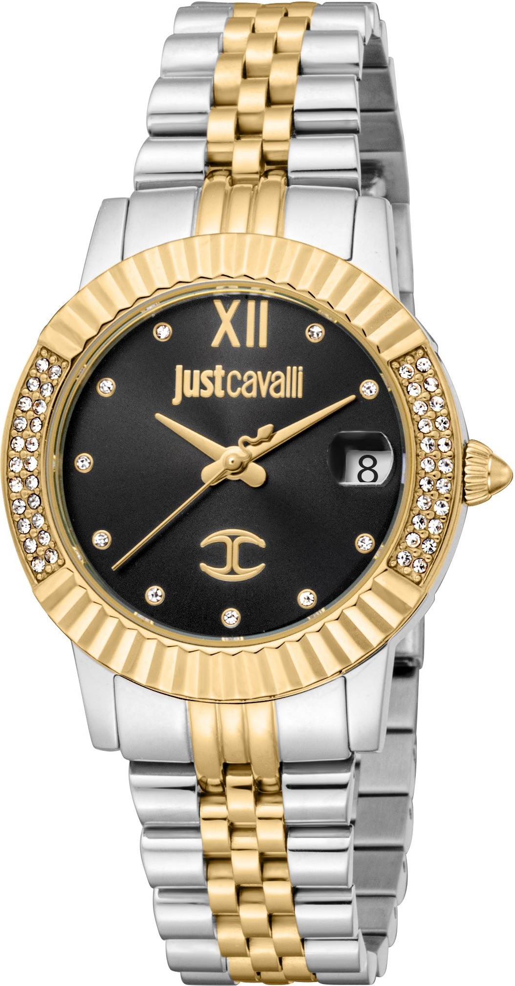JUST CAVALLI Glam Black Dial 32mm Two Tone Gold Stainless Steel Bracelet JC1L199M0065 - 