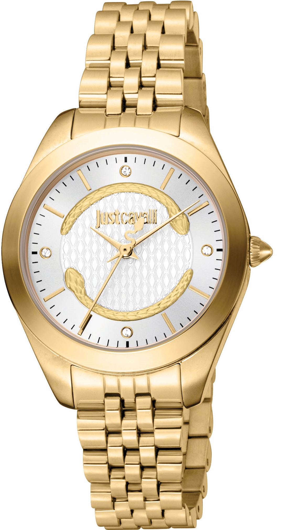 JUST CAVALLI Cerchio Silver Dial 32mm Gold Stainless Steel Bracelet JC1L210M0455 - 1