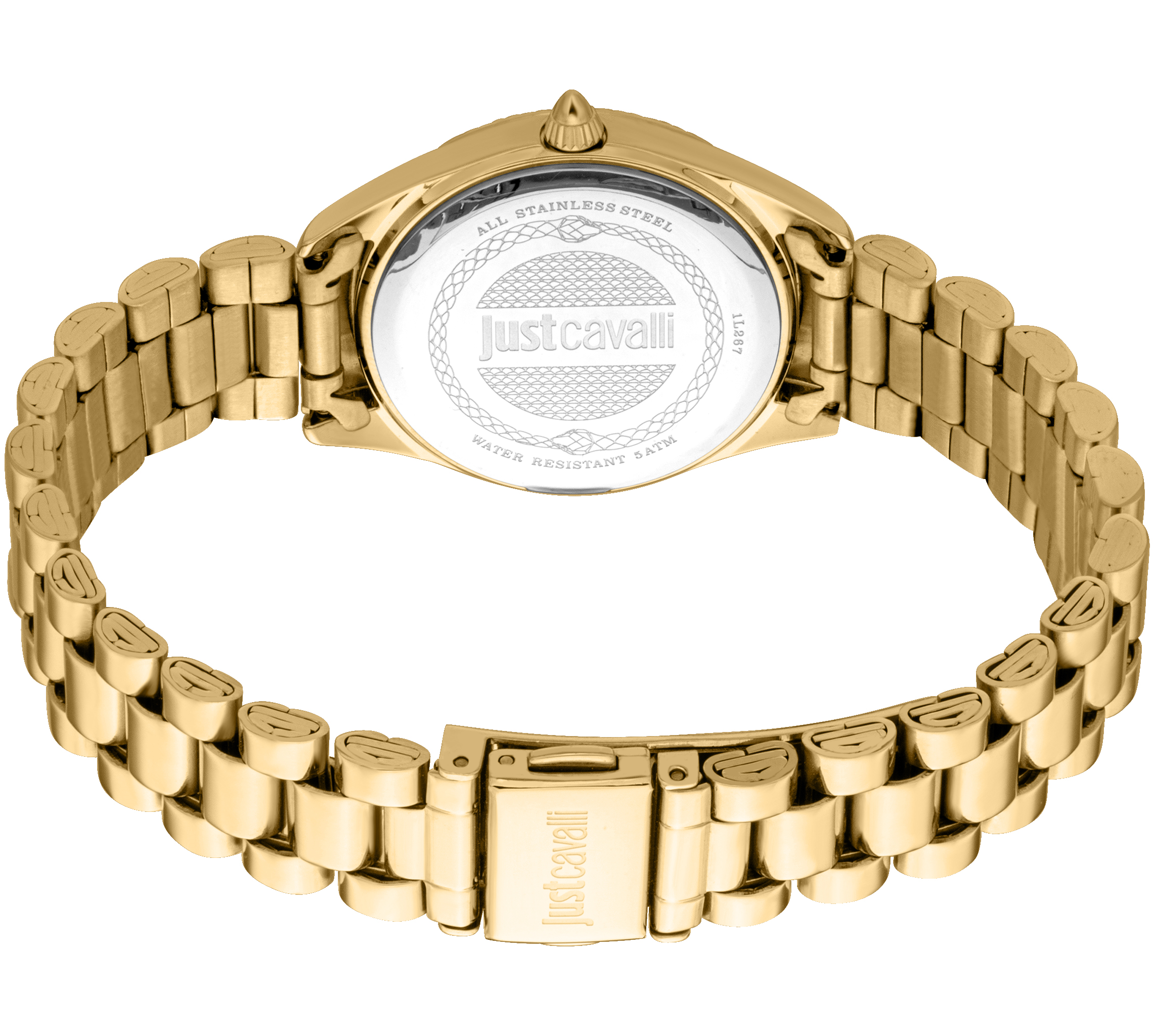 JUST CAVALLI Glam Crystals White Pearl Dial 30mm Gold Stainless Steel Bracelet Gift Set JC1L267M0055 - 3
