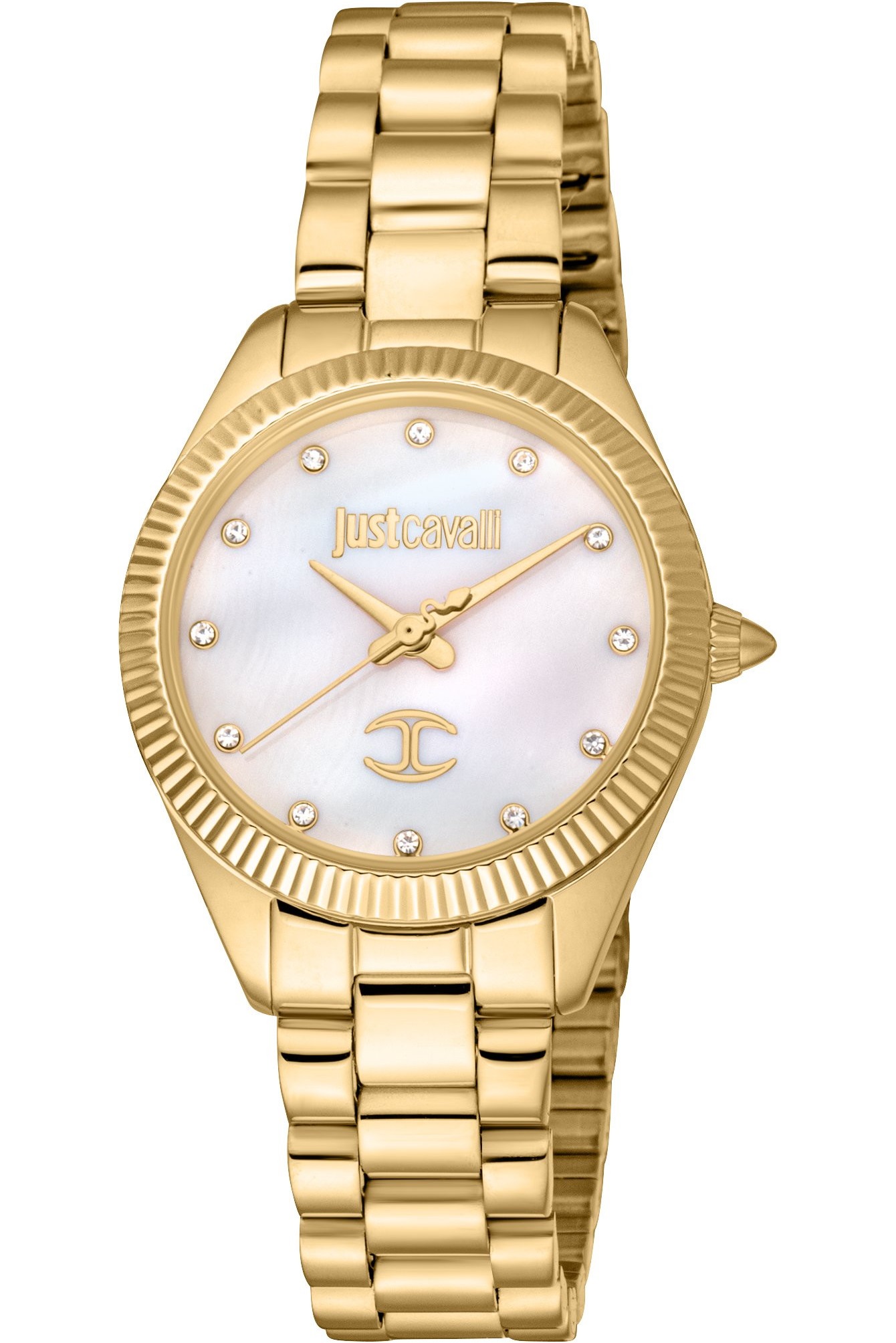 JUST CAVALLI Glam Crystals White Pearl Dial 30mm Gold Stainless Steel Bracelet Gift Set JC1L267M0055 - 2