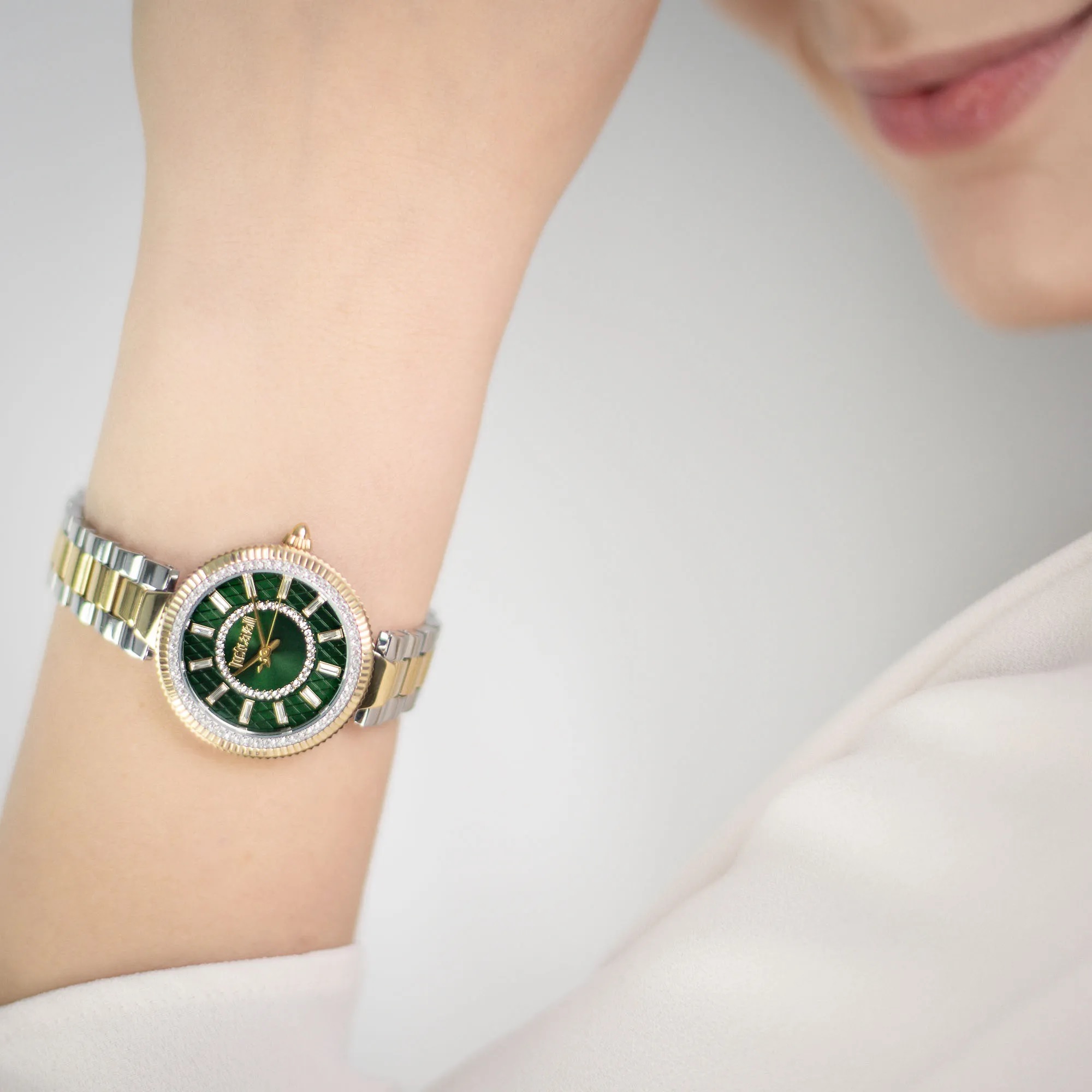 JUST CAVALLI Glam Green Dial 30mm Two Tone Gold Stainless Steel Bracelet JC1L308M0095 - 4