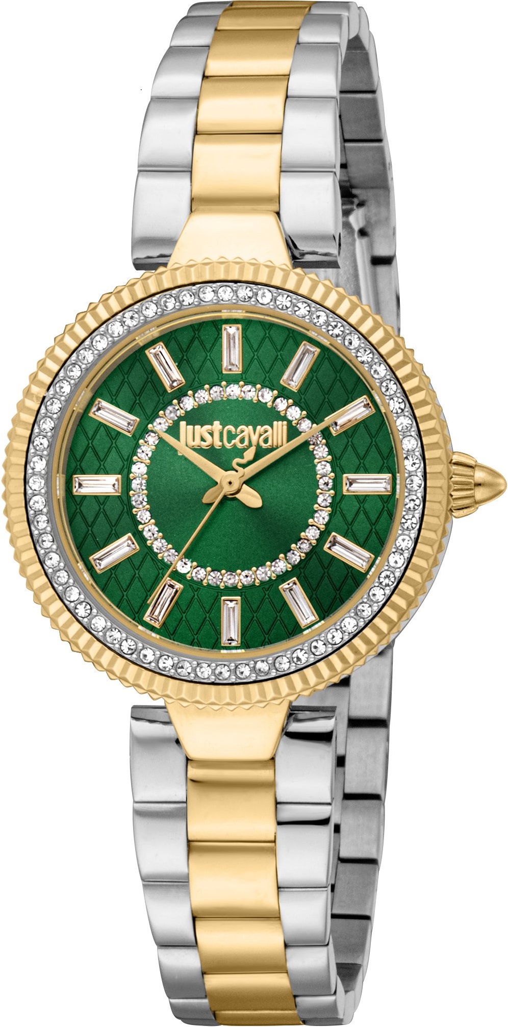 JUST CAVALLI Glam Green Dial 30mm Two Tone Gold Stainless Steel Bracelet JC1L308M0095 - 