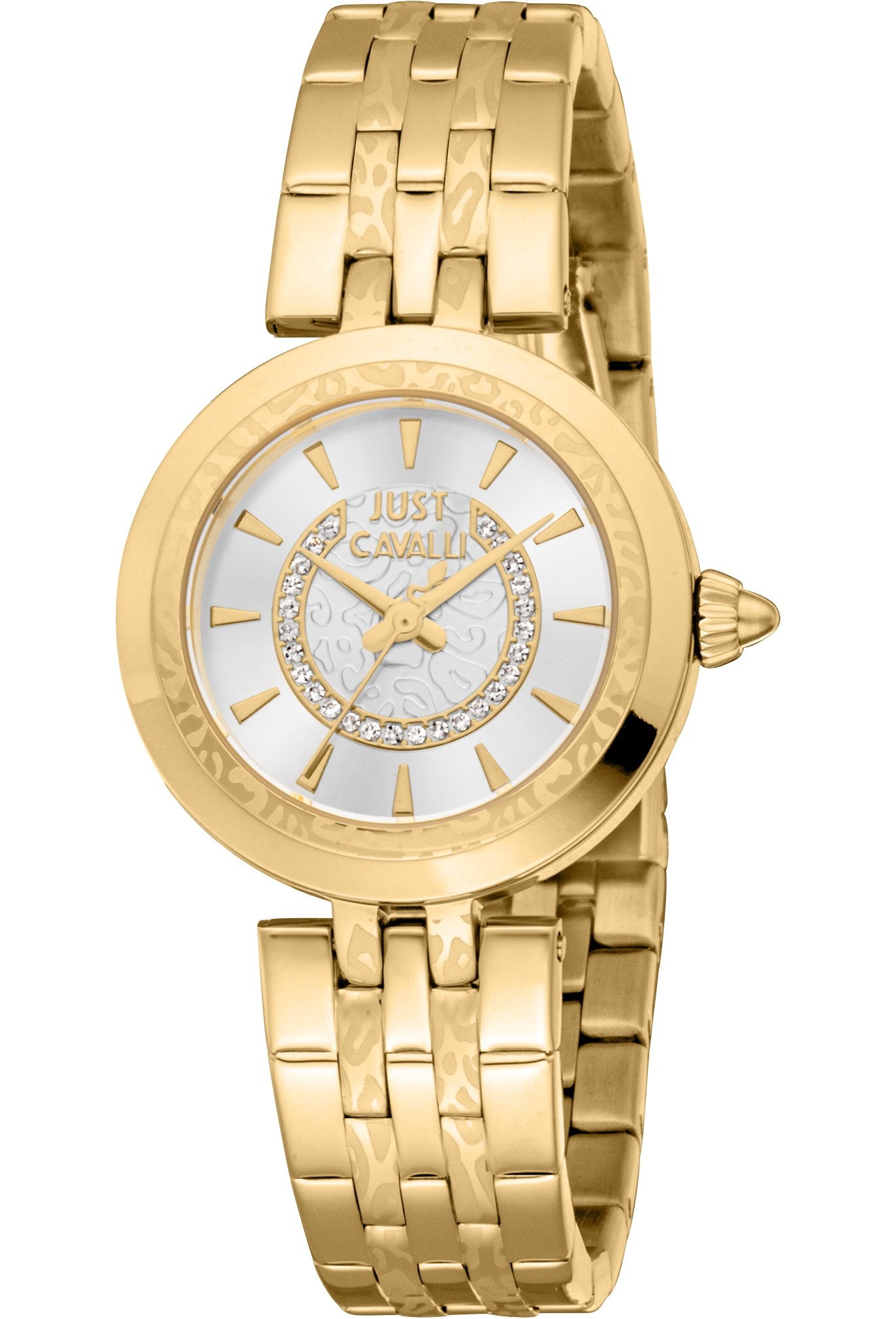 JUST CAVALLI Animalier Silver Dial 30mm Gold Stainless Steel Bracelet JC1L314M0055 - 