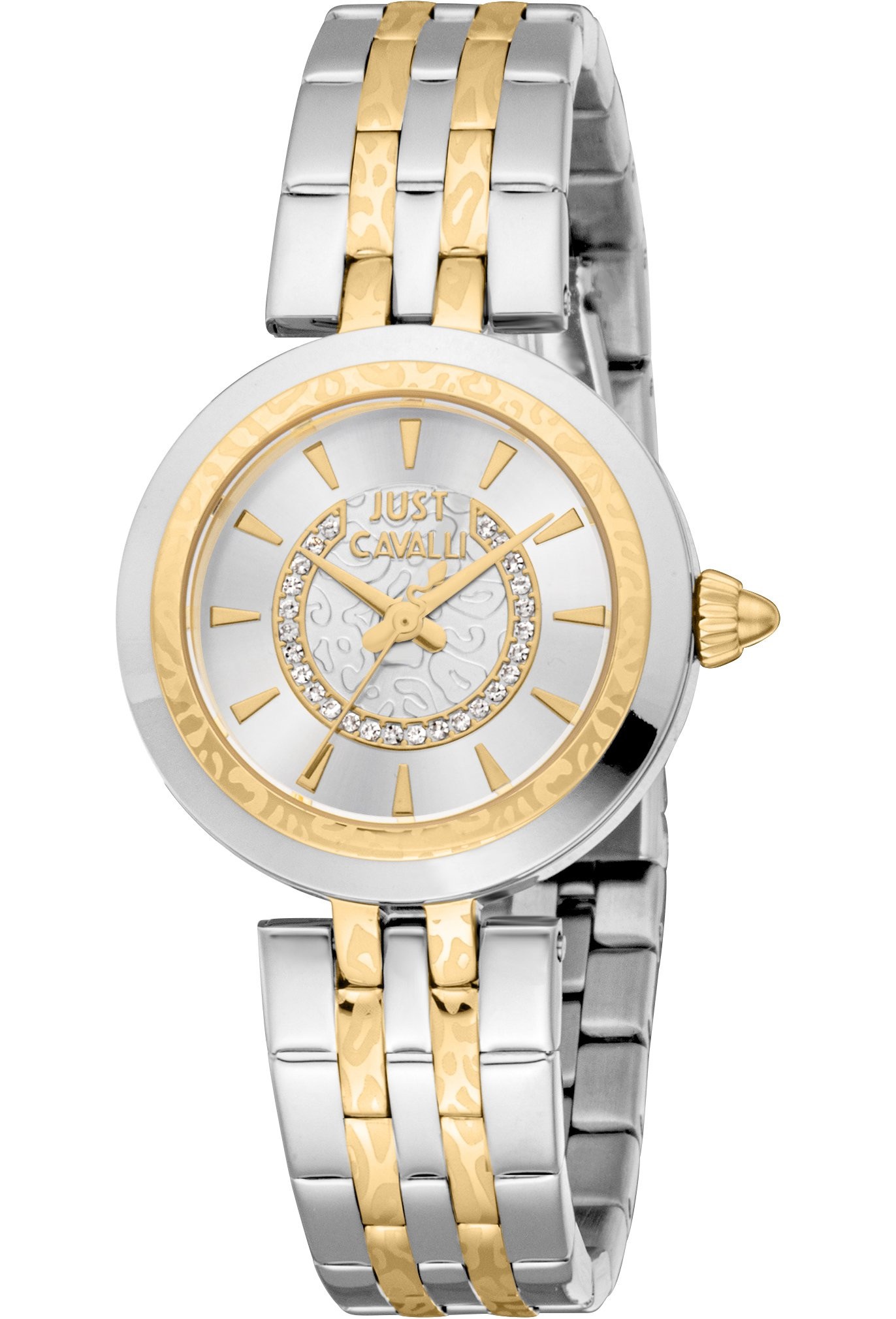 JUST CAVALLI Animalier Silver Dial 30mm Two Tone Gold Stainless Steel Bracelet JC1L314M0085 - 1