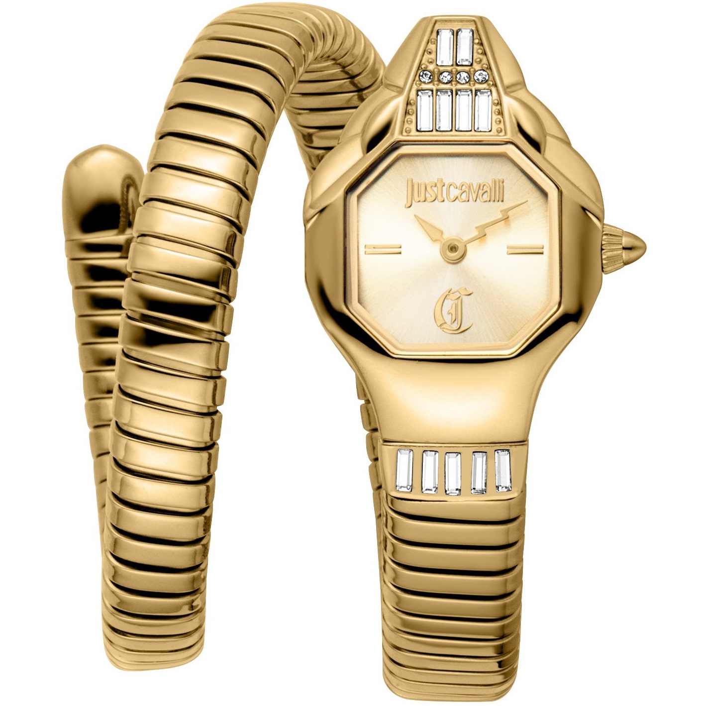 JUST CAVALLI Signature Snake Champagne Dial 20.5x29.5mm Gold Stainless Steel Bracelet JC1L326M0025 - 1