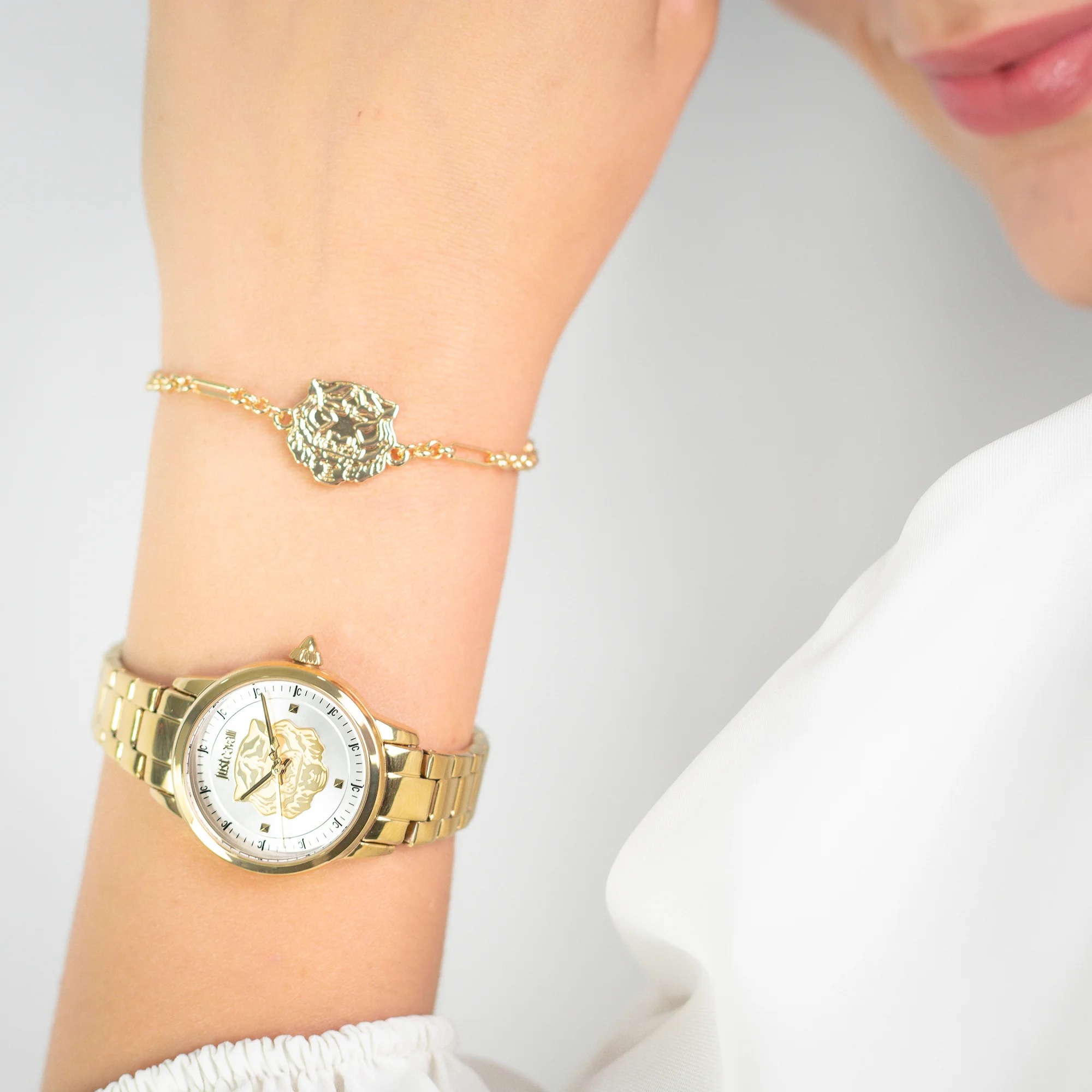 JUST CAVALLI Animalier Gift Set Silver Dial 30mm Gold Stainless Steel Bracelet JC1L334M0055 - 4