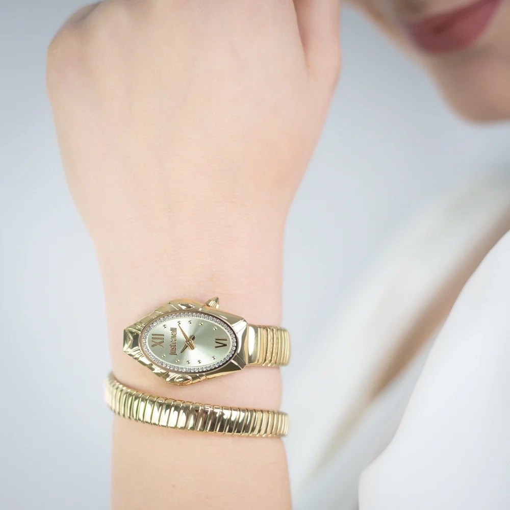 JUST CAVALLI Signature Snake Champagne Dial 22x35mm Gold Stainless Steel Bracelet JC1L357M0025 - 4