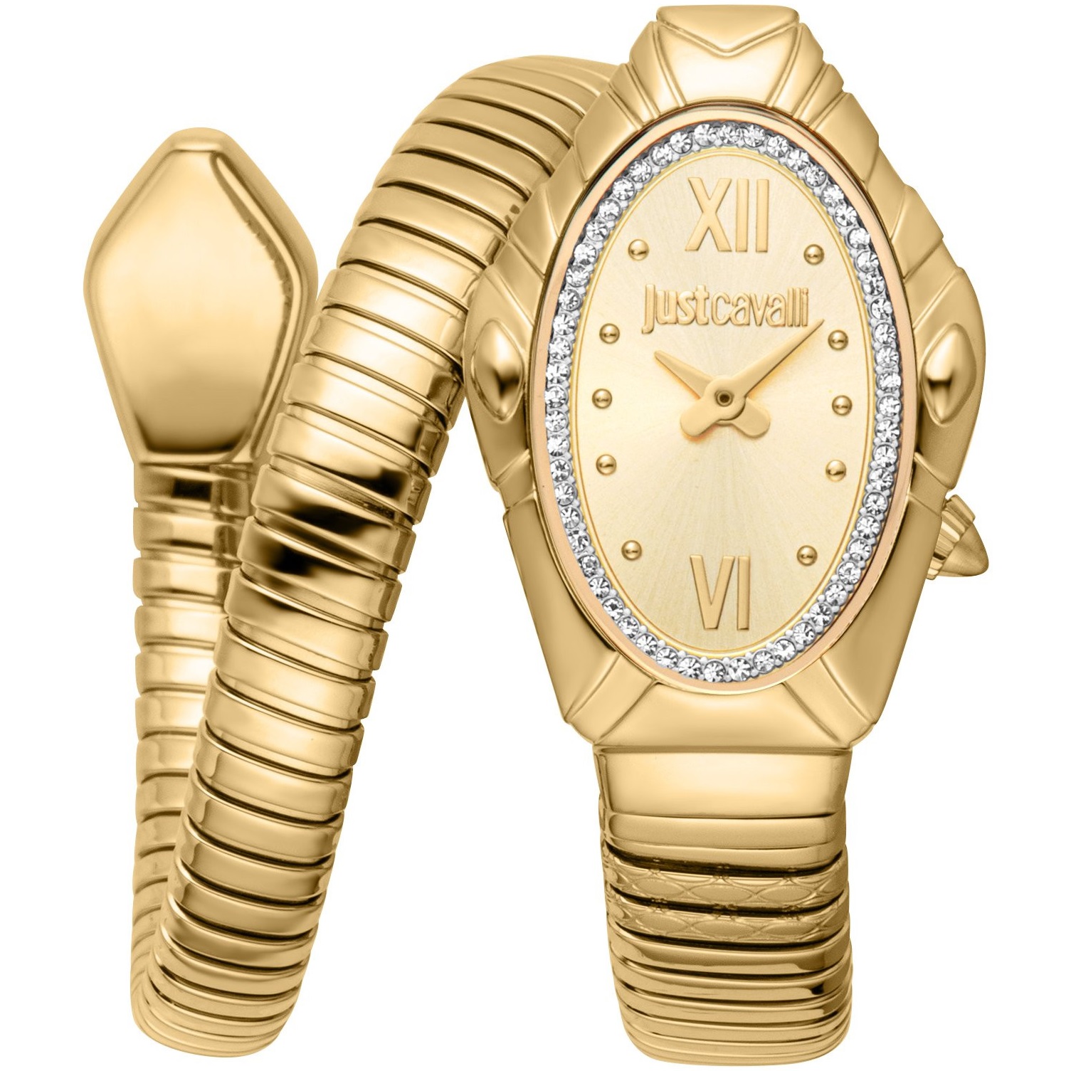 JUST CAVALLI Signature Snake Champagne Dial 22x35mm Gold Stainless Steel Bracelet JC1L357M0025 - 