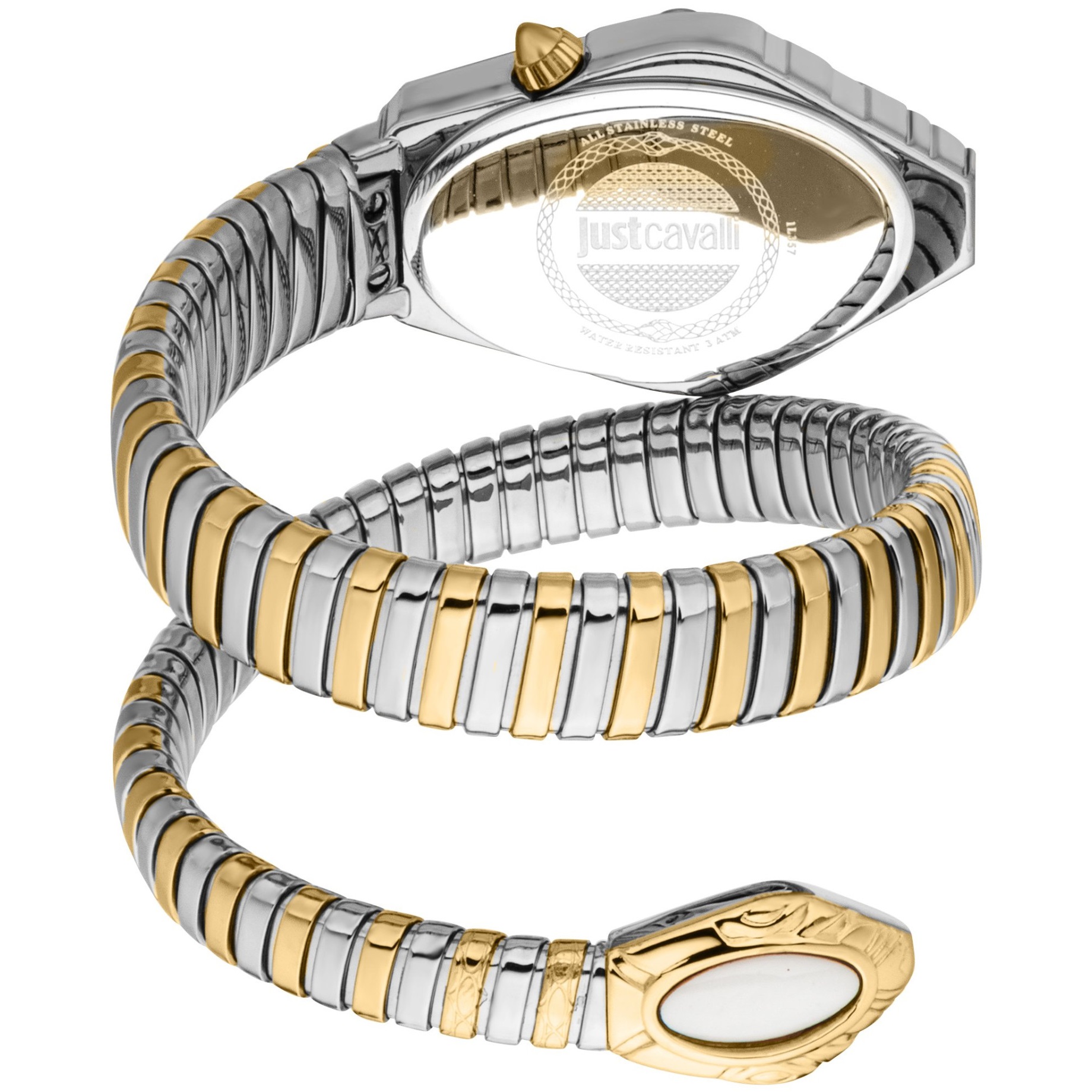 JUST CAVALLI Signature Snake White MOP Dial 22x35mm Two-Tone Gold Stainless Steel Bracelet JC1L357M0055 - 3
