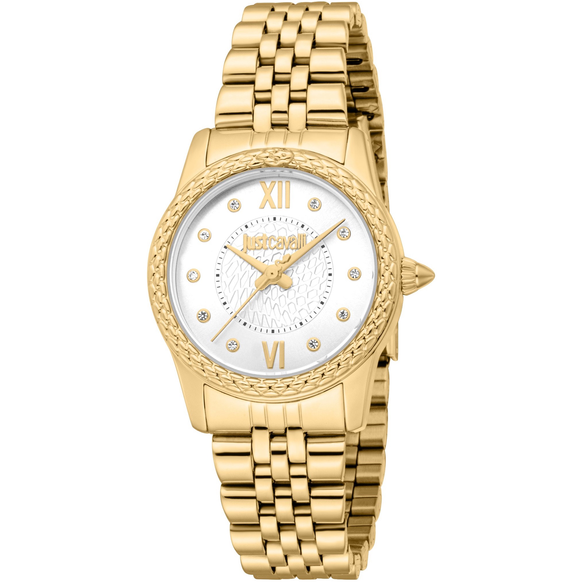 JUST CAVALLI Animalier Sublime Gift Set Silver Dial 30mm Gold Stainless Steel Bracelet JC1L360M0055 - 