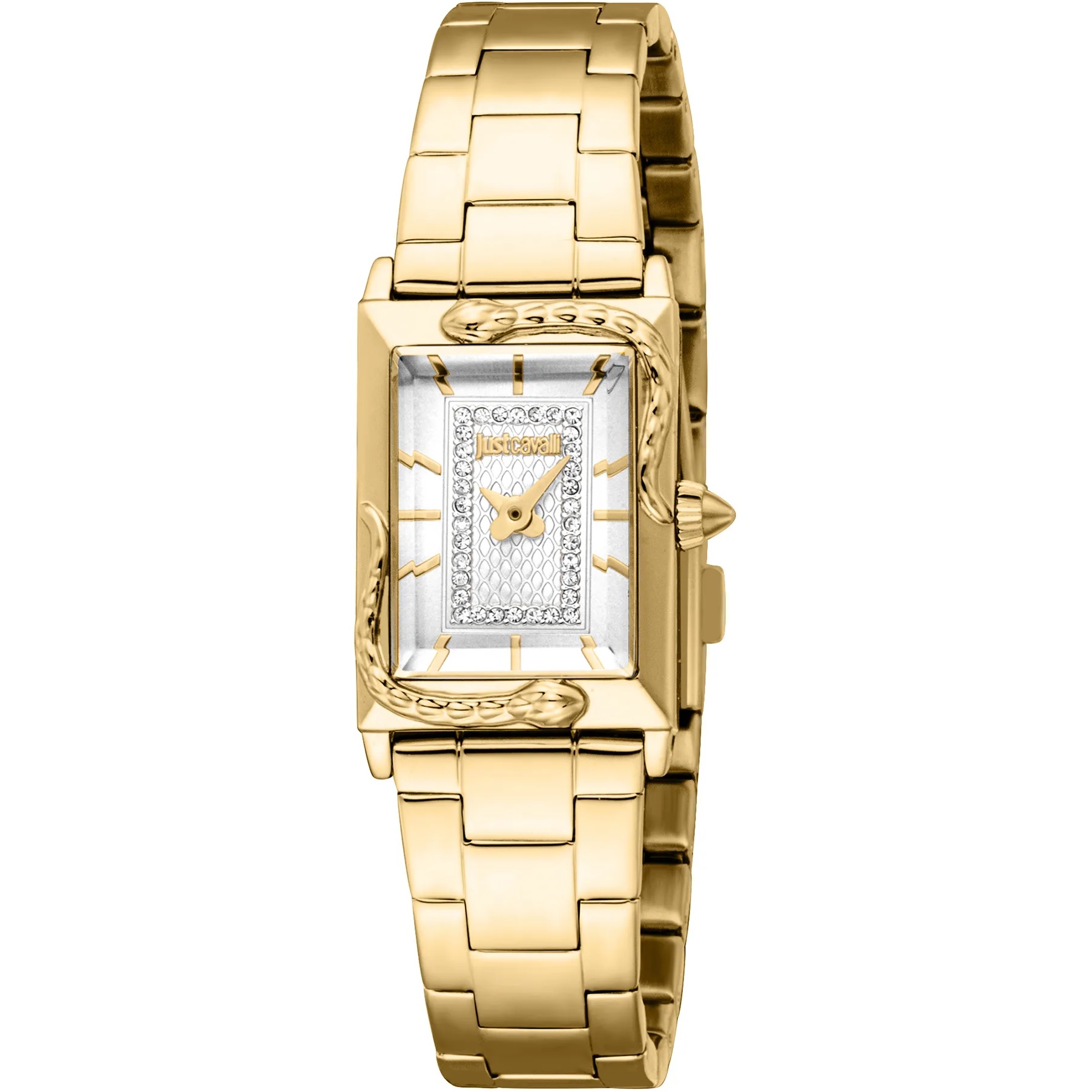 JUST CAVALLI Snake White Dial 20x27mm Gold Stainless Steel Bracelet JC1L364M0065 - 