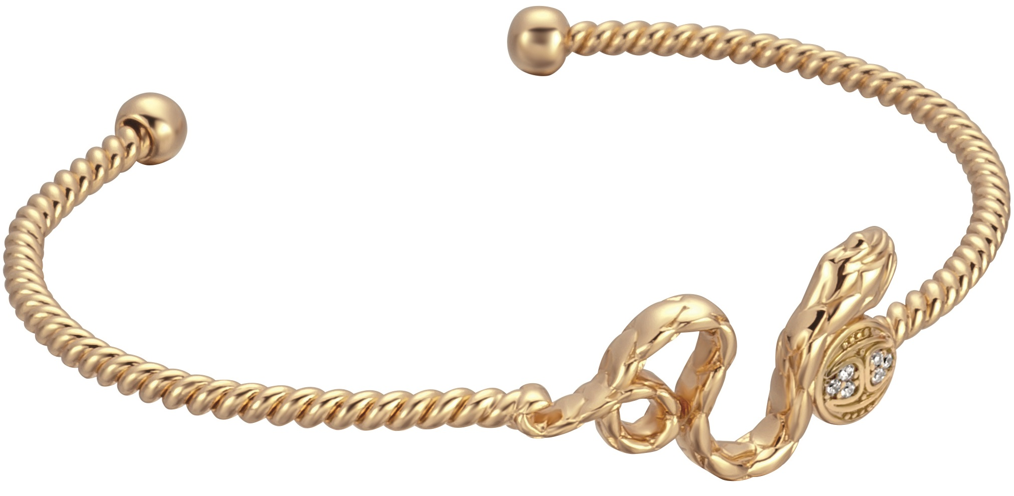 JUST CAVALLI Sempre Cuff Bracelet Gold Stainless Steel with Cubic Zirconia JCBA00950200