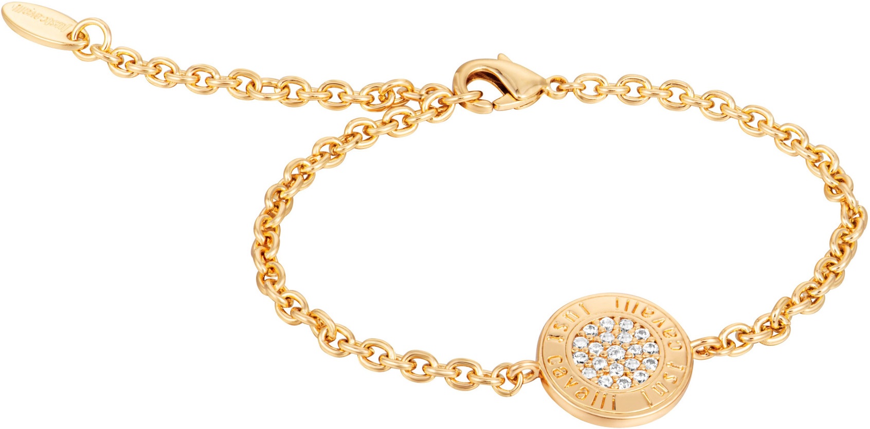 JUST CAVALLI Logo Bracelet Gold Stainless Steel with Cubic Zirconia JCBR01573200 - 