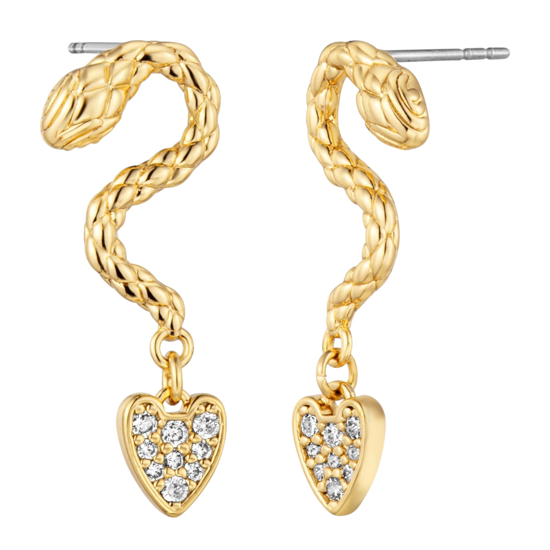 JUST CAVALLI Animalier Earrings Gold Stainless Steel with Cubic Zirconia JCER02083200 - 