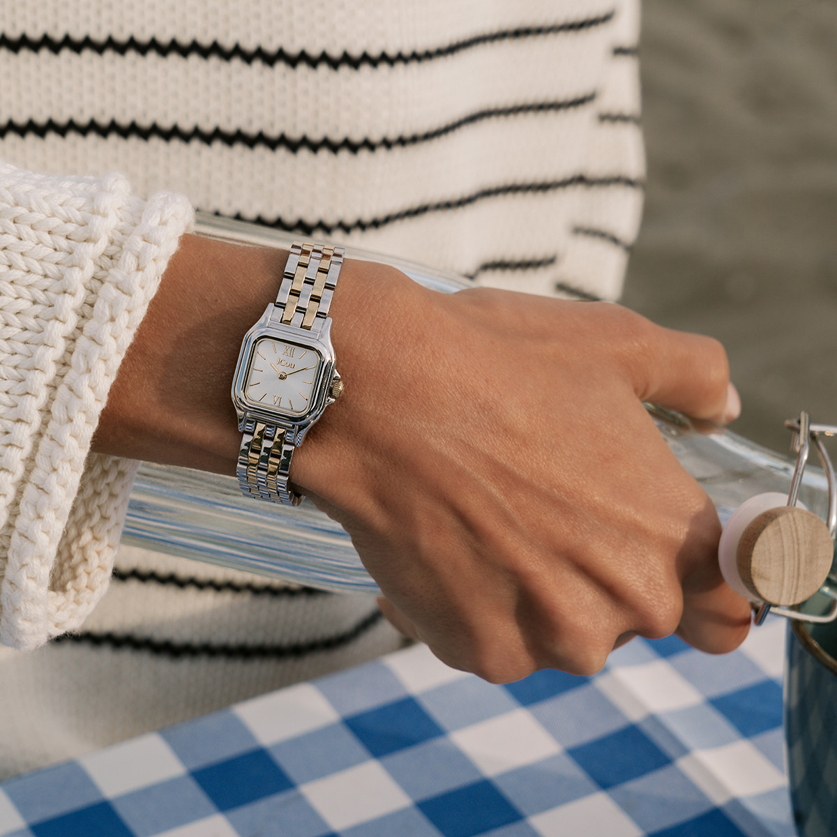 JCOU Muse Silver Dial 22mm Two Tone Gold Stainless Steel Bracelet JU19065-3 - 