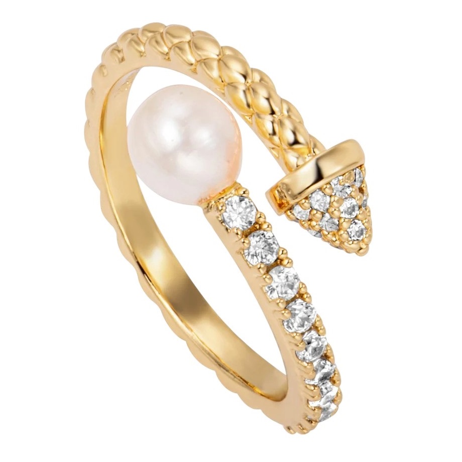 JUST CAVALLI Fashion Ring Gold Stainless Steel With Cubic Zirconia and Pearl JCRG01443206 - 