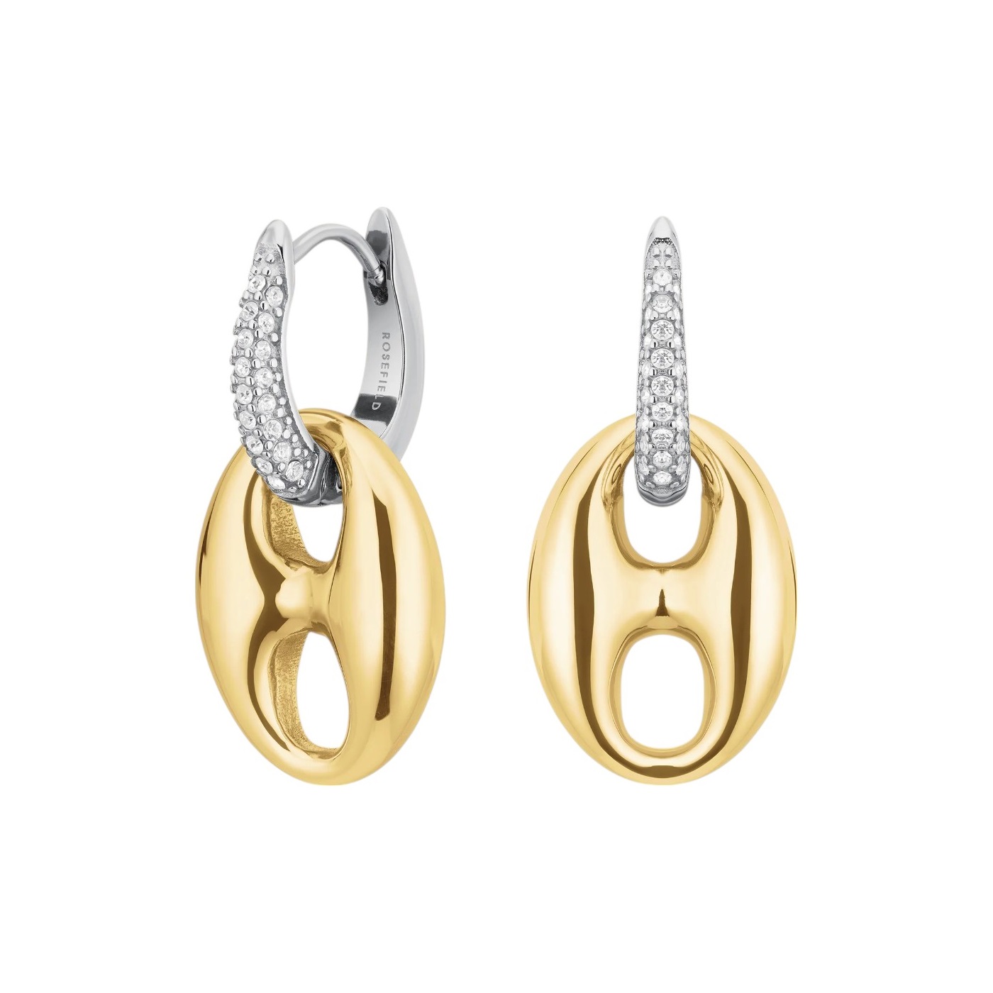 ROSEFIELD Earrings Crystal Duotone Hoops from Gold-Plated and Silver Stainless Steel JECCD-J1049 - 