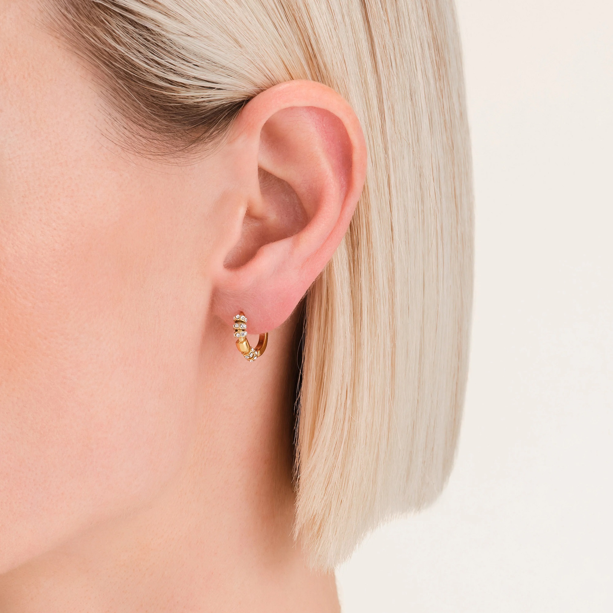 ROSEFIELD Earrings Crystal Loop Hoops from Gold-Plated Stainless Steel JECLG-J1031 - 3