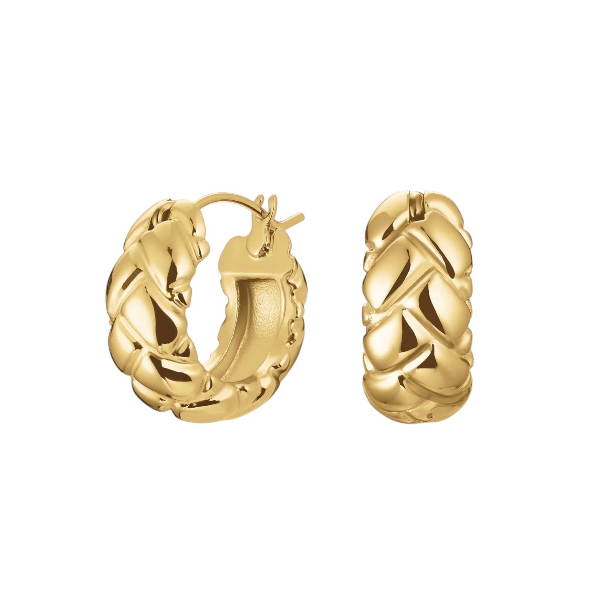 ROSEFIELD Earrings Mini Braided Hoops from Gold-Plated Stainless Steel JEMBG-J970 - 