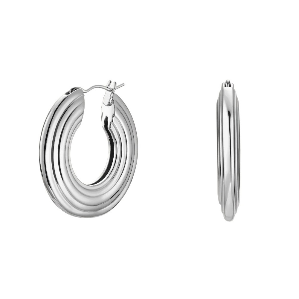 ROSEFIELD Earrings Striped Hoops from Stainless Steel JESHS-J980 - 