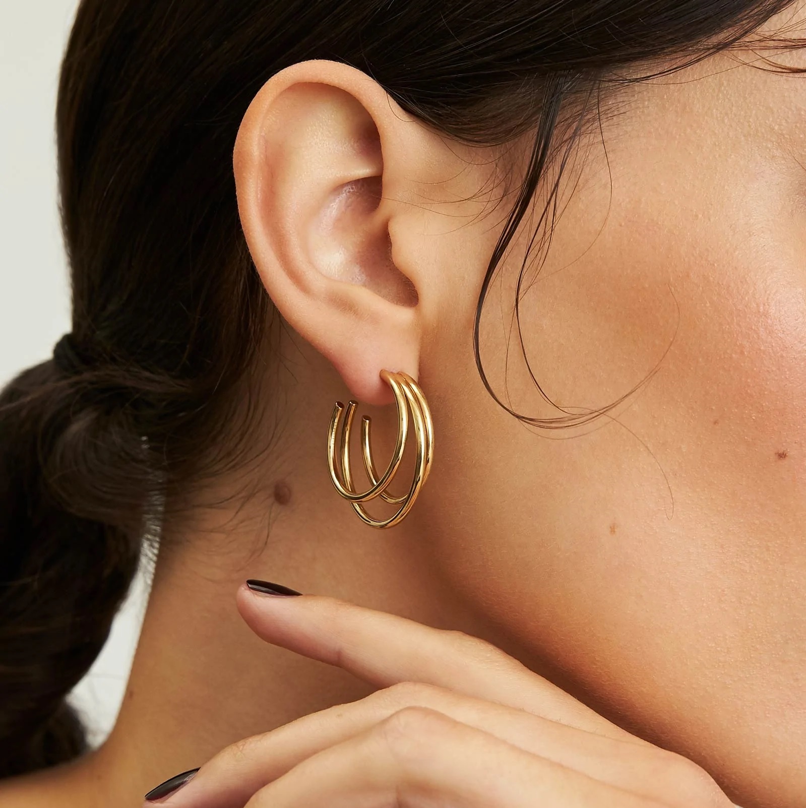 ROSEFIELD Earrings Triple Hoops Gold Stainless Steel JETHG-J573 - 4