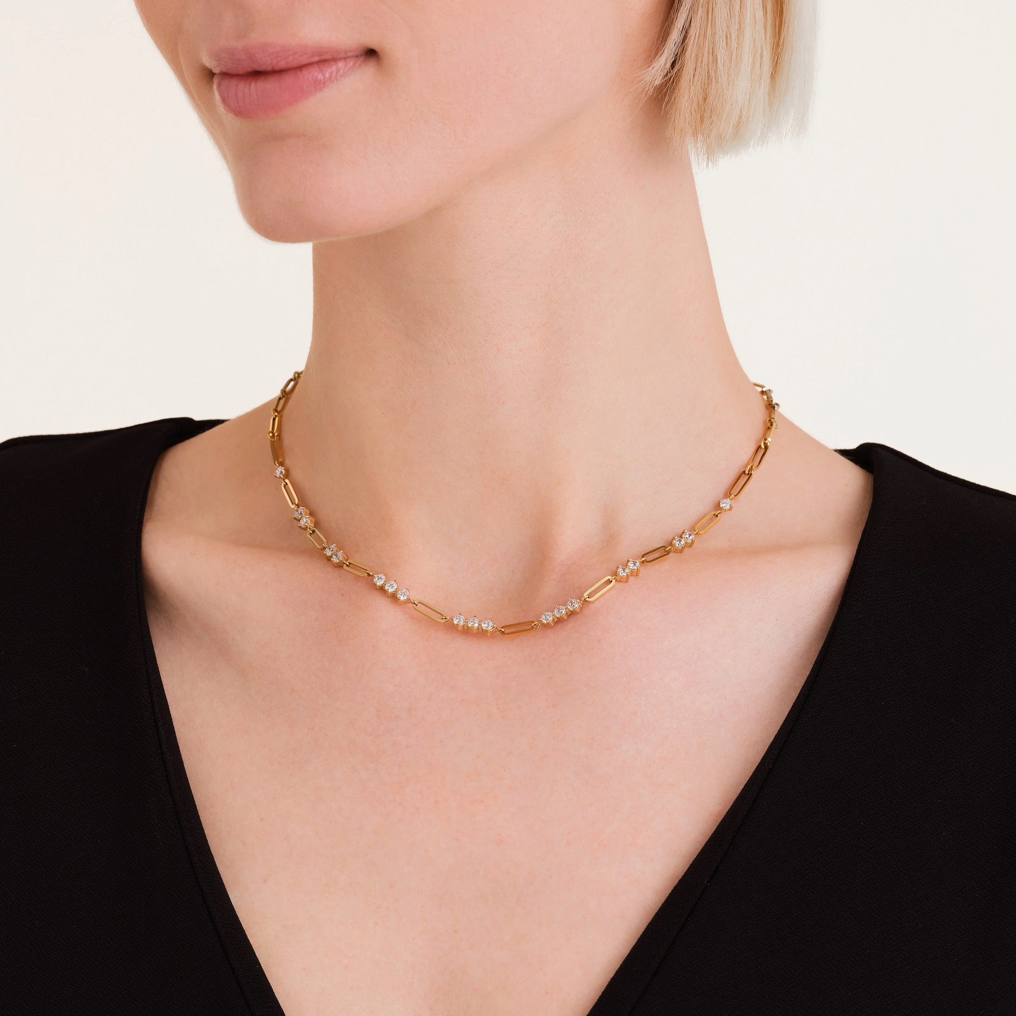 NECKLACE ROSEFIELD Graduated Crystal from Gold-Plated Stainless Steel JNGCG-J1018 - 4