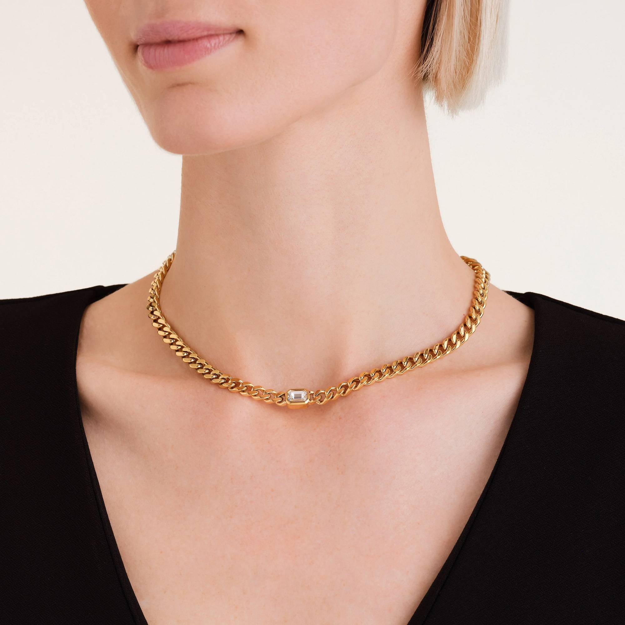 NECKLACE ROSEFIELD Octagon Choker from Gold-Plated Stainless Steel JNOCG-J1131 - 4