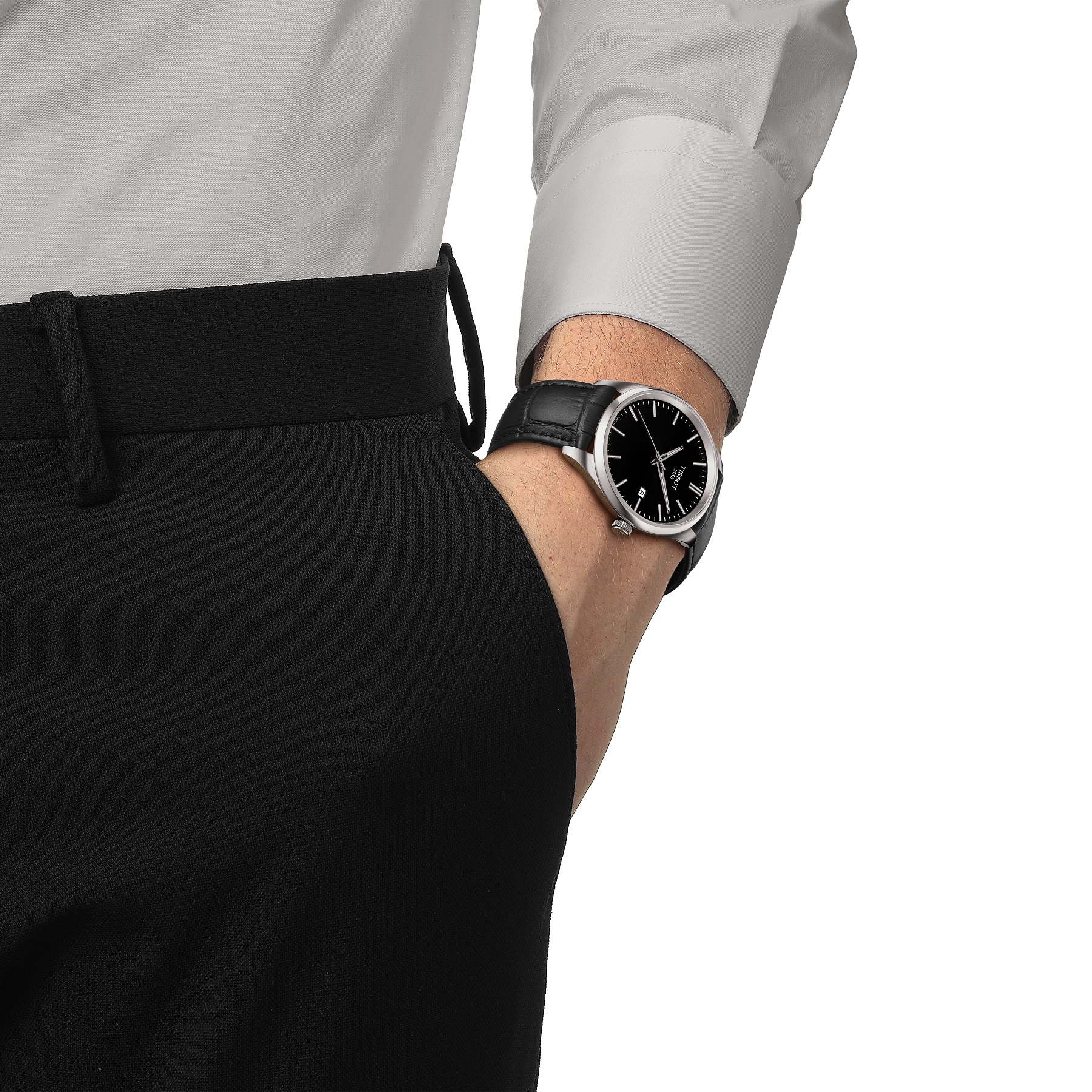 TISSOT PR 100 Black Dial 40mm Silver Stainless Steel Black Leather Strap T150.410.16.051.00 - 4