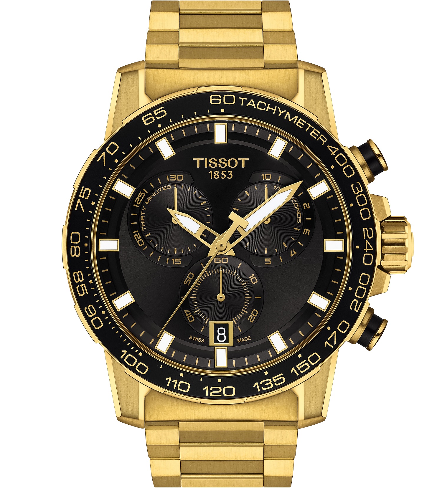 TISSOT Supersport Chronograph Black Dial 45.5mm Gold Stainless Steel Bracelet T125.617.33.051.01 - 1