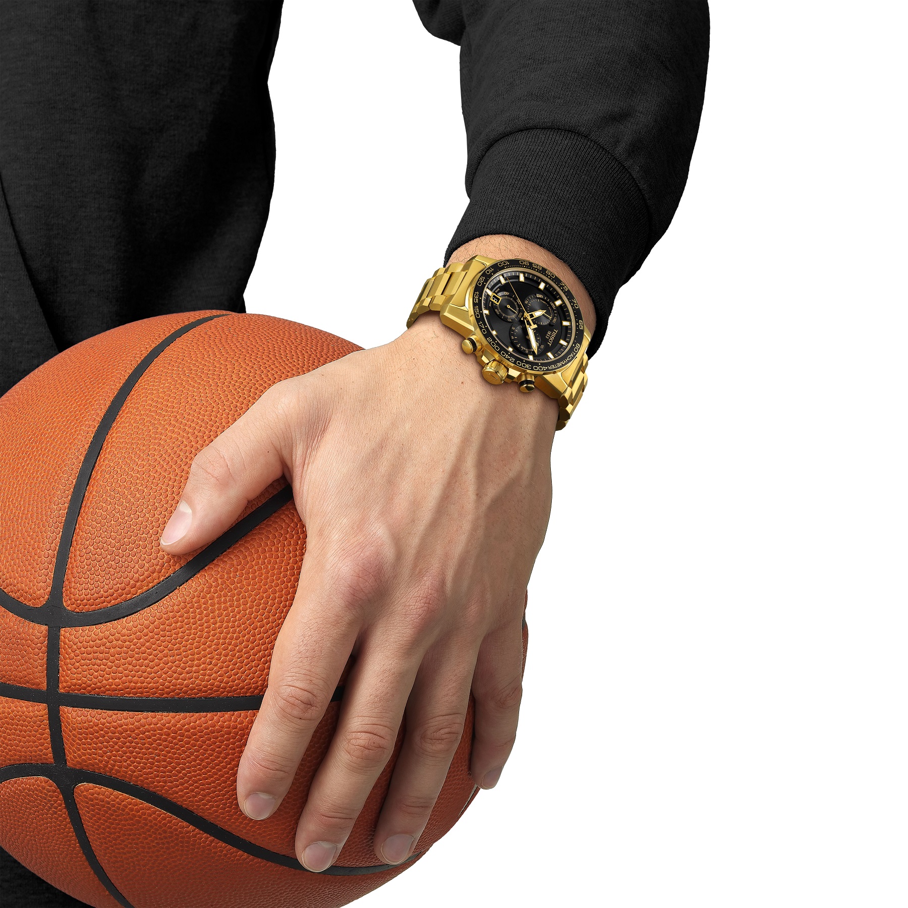 TISSOT Supersport Chronograph Black Dial 45.5mm Gold Stainless Steel Bracelet T125.617.33.051.01 - 2