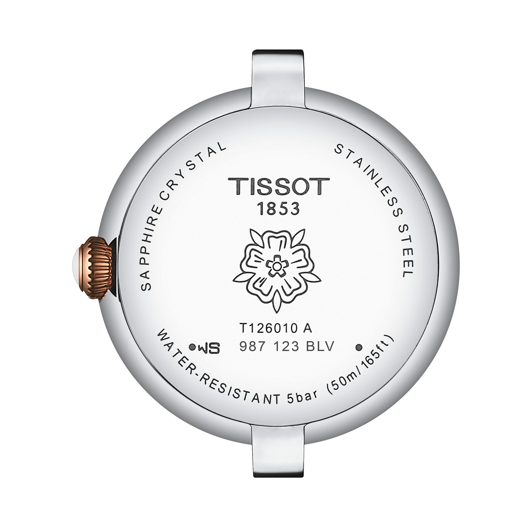 TISSOT Bellissima White Dial 26mm Two Tone Rose Gold Stainless Steel Bracelet T126.010.22.013.01 - 5