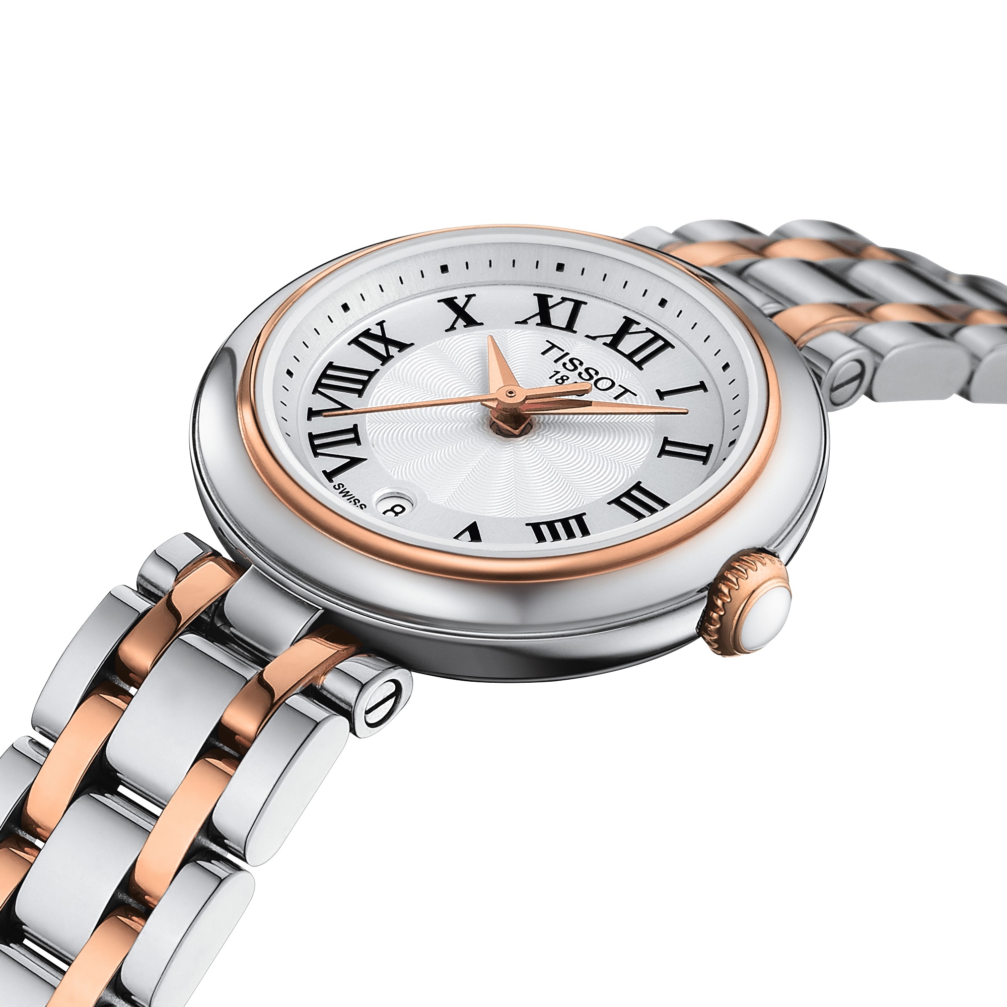 TISSOT Bellissima White Dial 26mm Two Tone Rose Gold Stainless Steel Bracelet T126.010.22.013.01 - 3