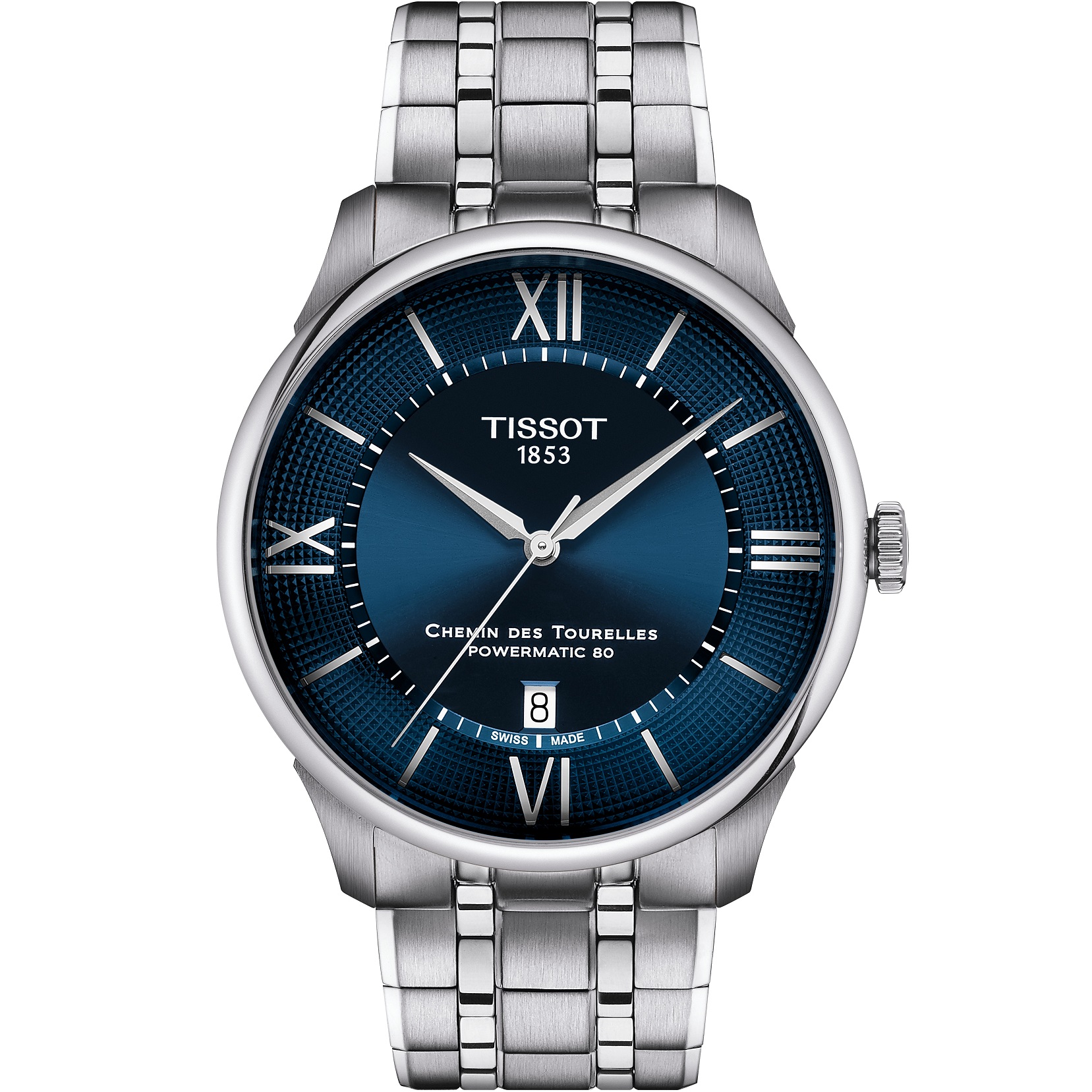 TISSOT Chemin Des Tourelles Powermatic 80 Blue Dial 42mm Silver Stainless Steel Bracelet T139.407.11.048.00 - 