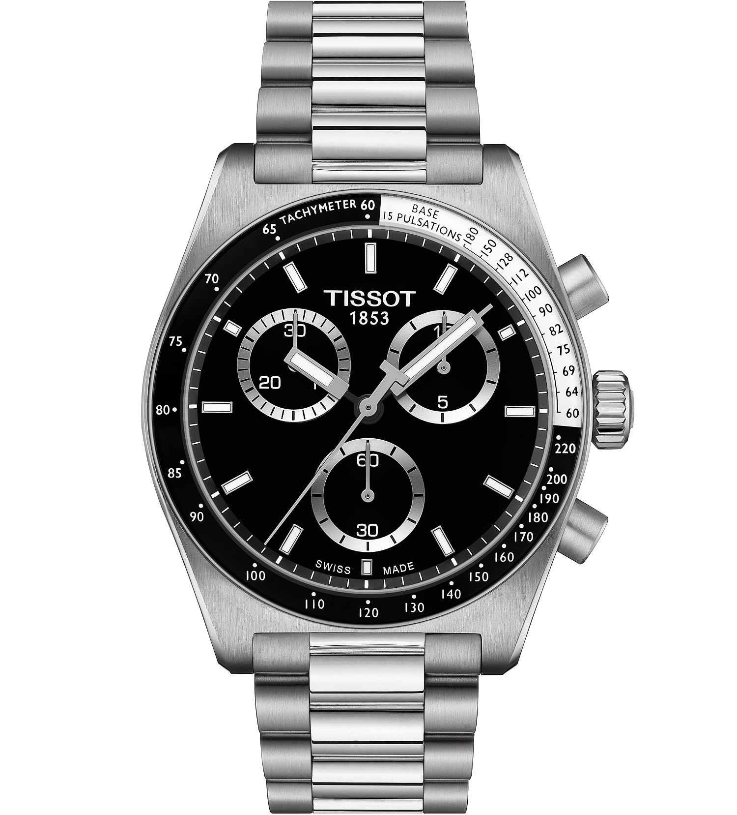 TISSOT PR516 Chronograph Quartz Black Dial 40mm Silver Stainless Steel Bracelet T149.417.11.051.00 - 