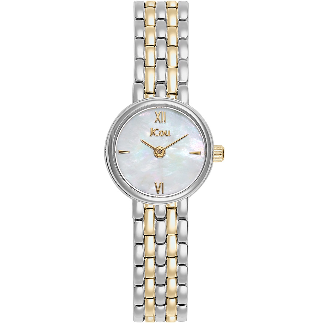 JCOU Lamelle White Pearl Dial 19.5mm Two Tone Gold Stainless Steel Bracelet JU19067-5 - 
