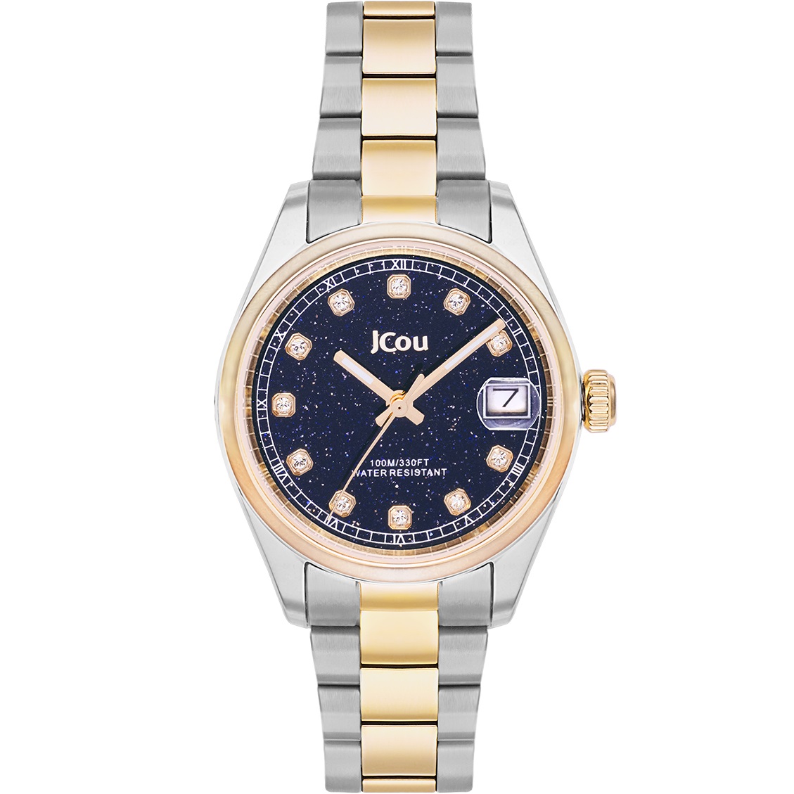 JCOU Serenity Blue Dial with Crystals 32mm Two Tone Gold Stainless Steel Bracelet JU19068-5 - 1