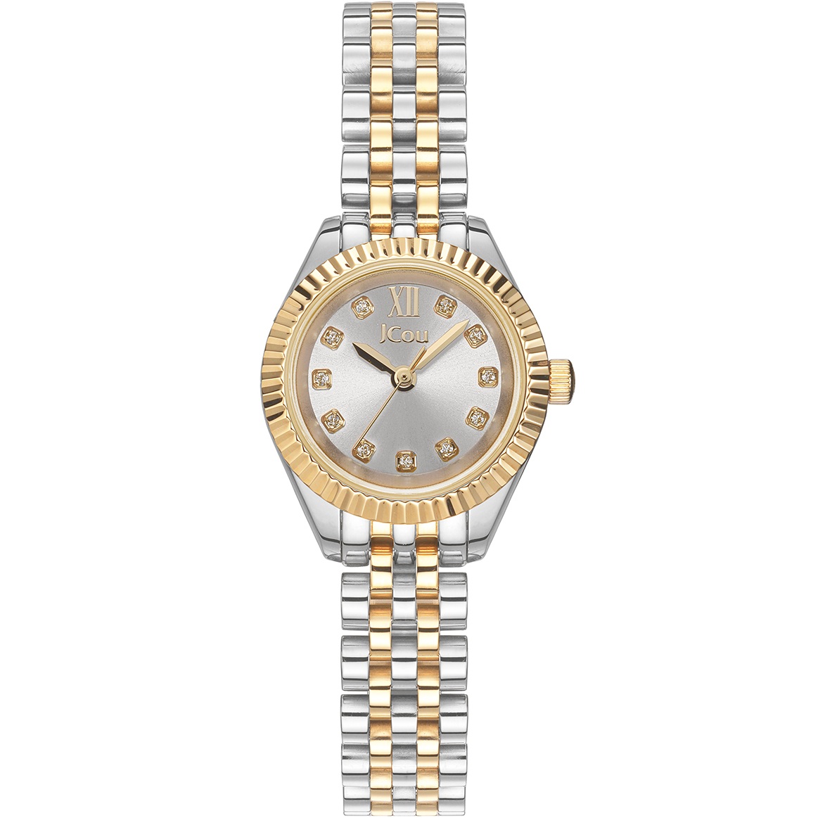 JCOU Eden Silver Dial with Crystals 23mm Two Tone Gold Stainless Steel Bracelet JU19083-2 - 