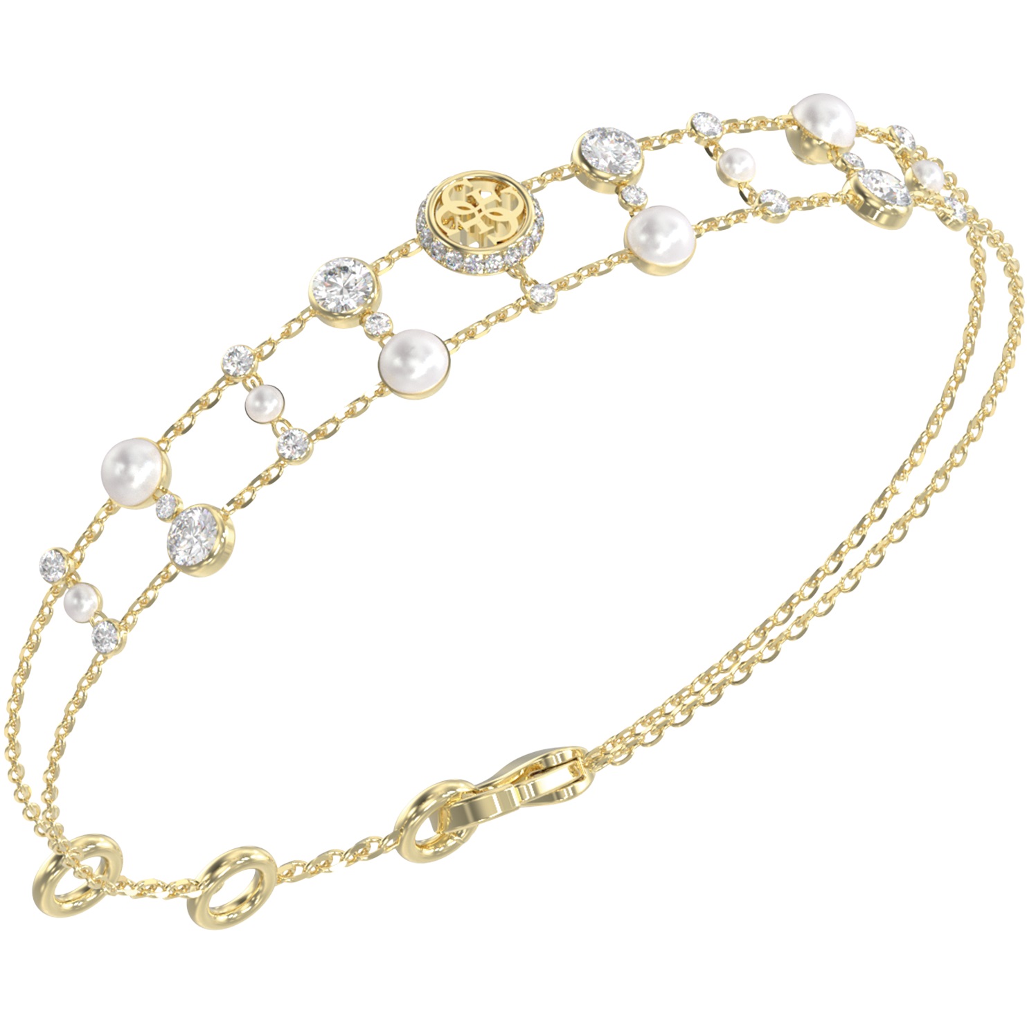 BRACELET Tiny Pearly GUESS Jewellery Gold-Plated Stainless Steel with Zircon Stones and Pearls JUBB05512JWYGL - 