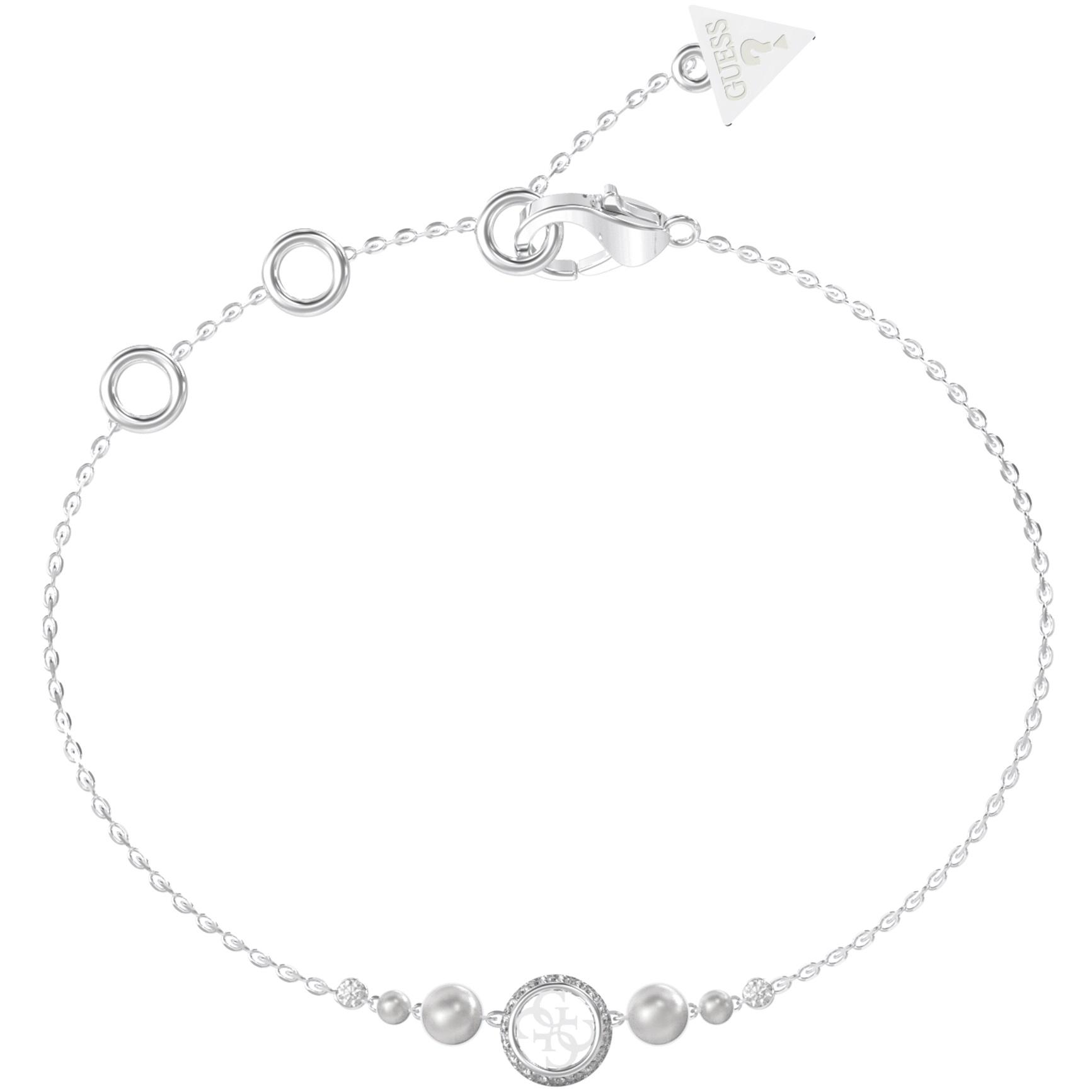 BRACELET Tiny Pearly GUESS Jewellery from Stainless Steel with Zircon Stones and Pearls JUBB05516JWRHL - 