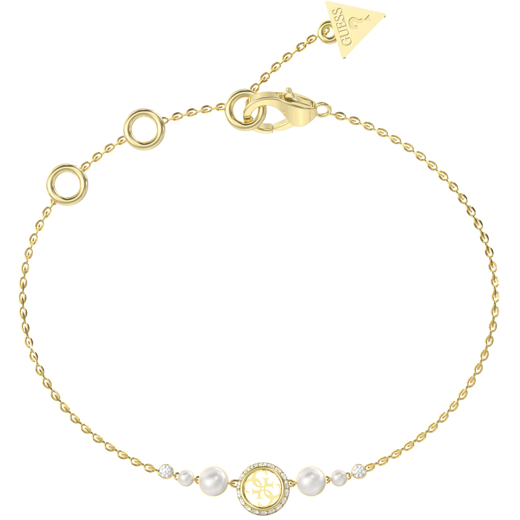 BRACELET Tiny Pearly GUESS Jewellery Gold-Plated Stainless Steel with Zircon Stones and Pearls JUBB05516JWYGL - 