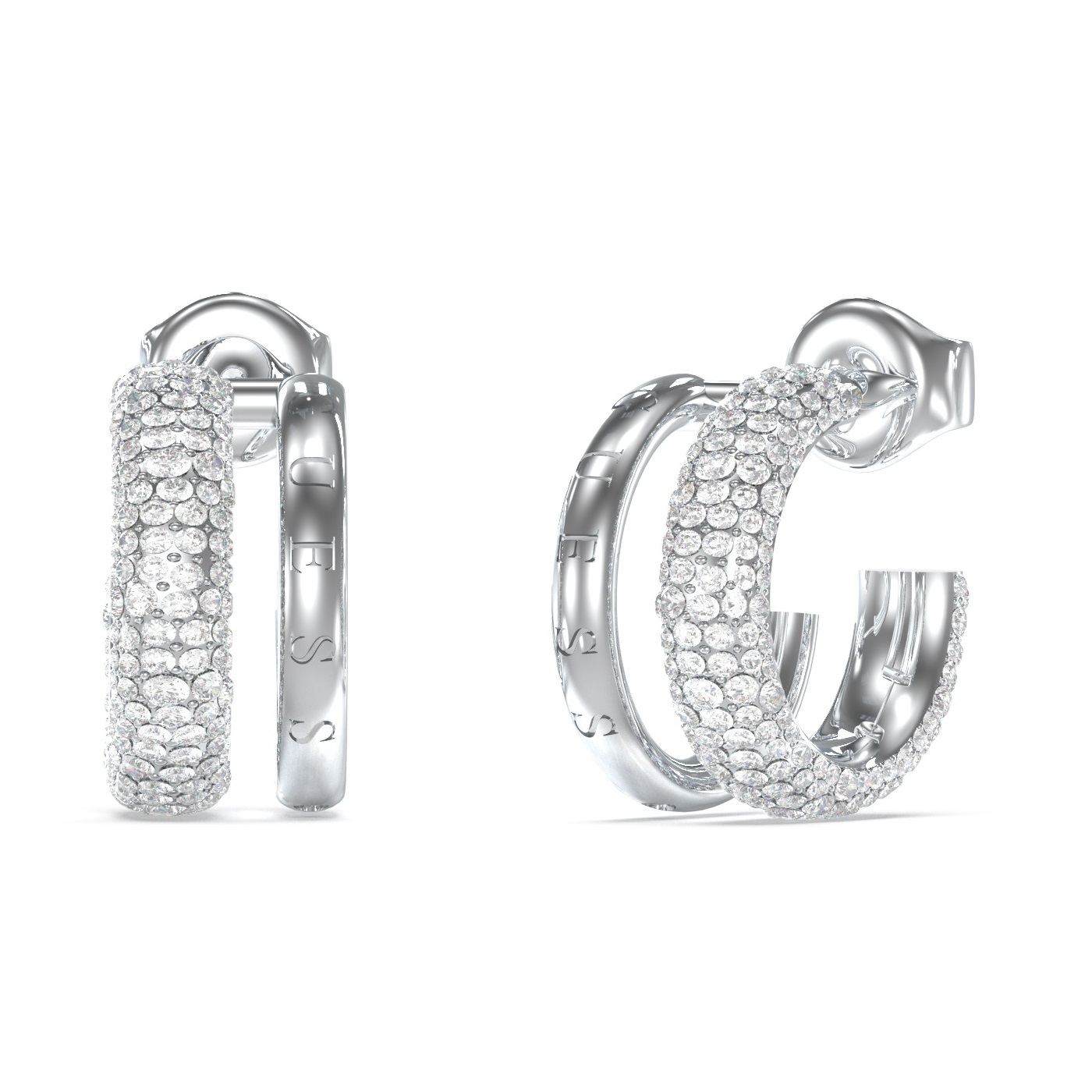 GUESS Jewellery Fabulous Me Earrings Silver Stainless Steel with Zircon Stones JUBE05197JWRHT/U - 1
